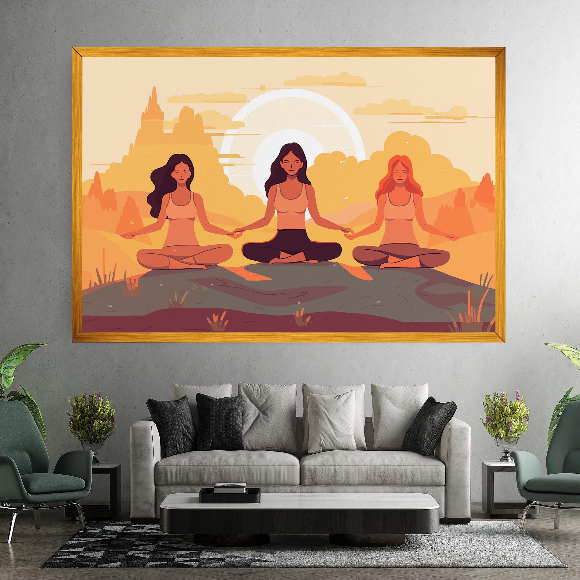 Leinwandbild Three Yoga Girls mockup 7