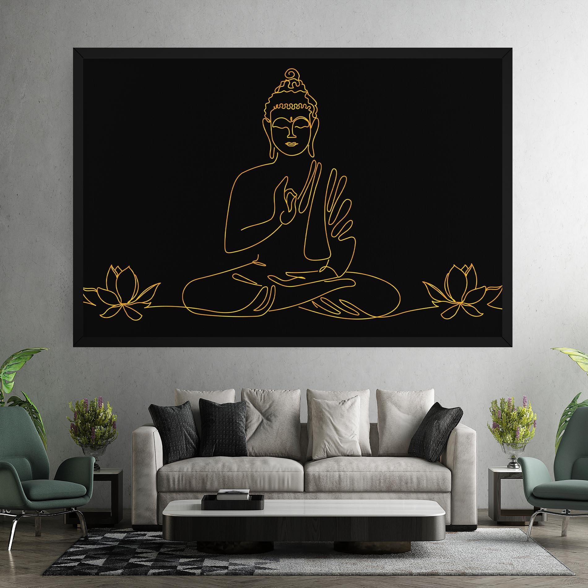 Leinwandbild Buddha Gold Line mockup 7