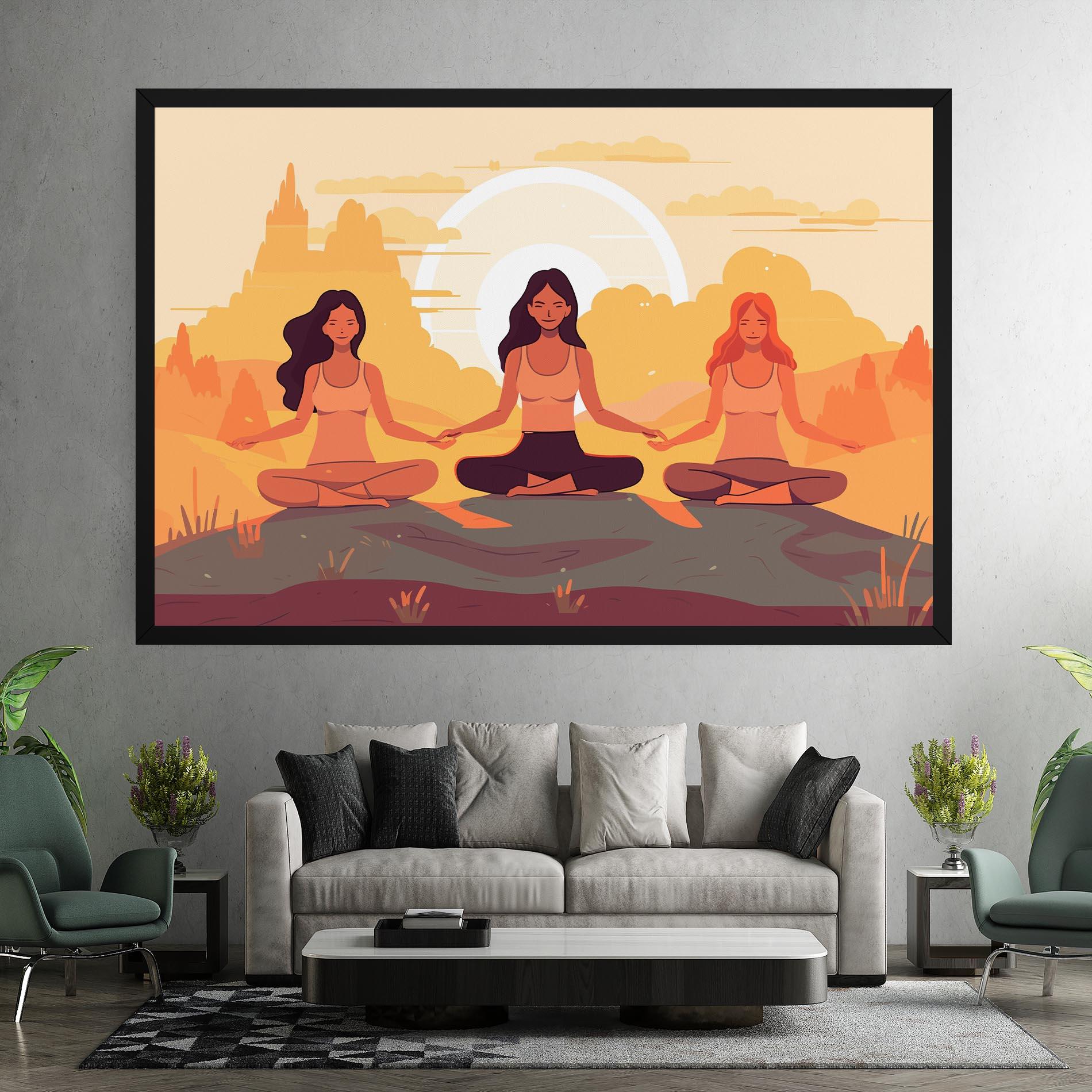 Leinwandbild Three Yoga Girls mockup 7