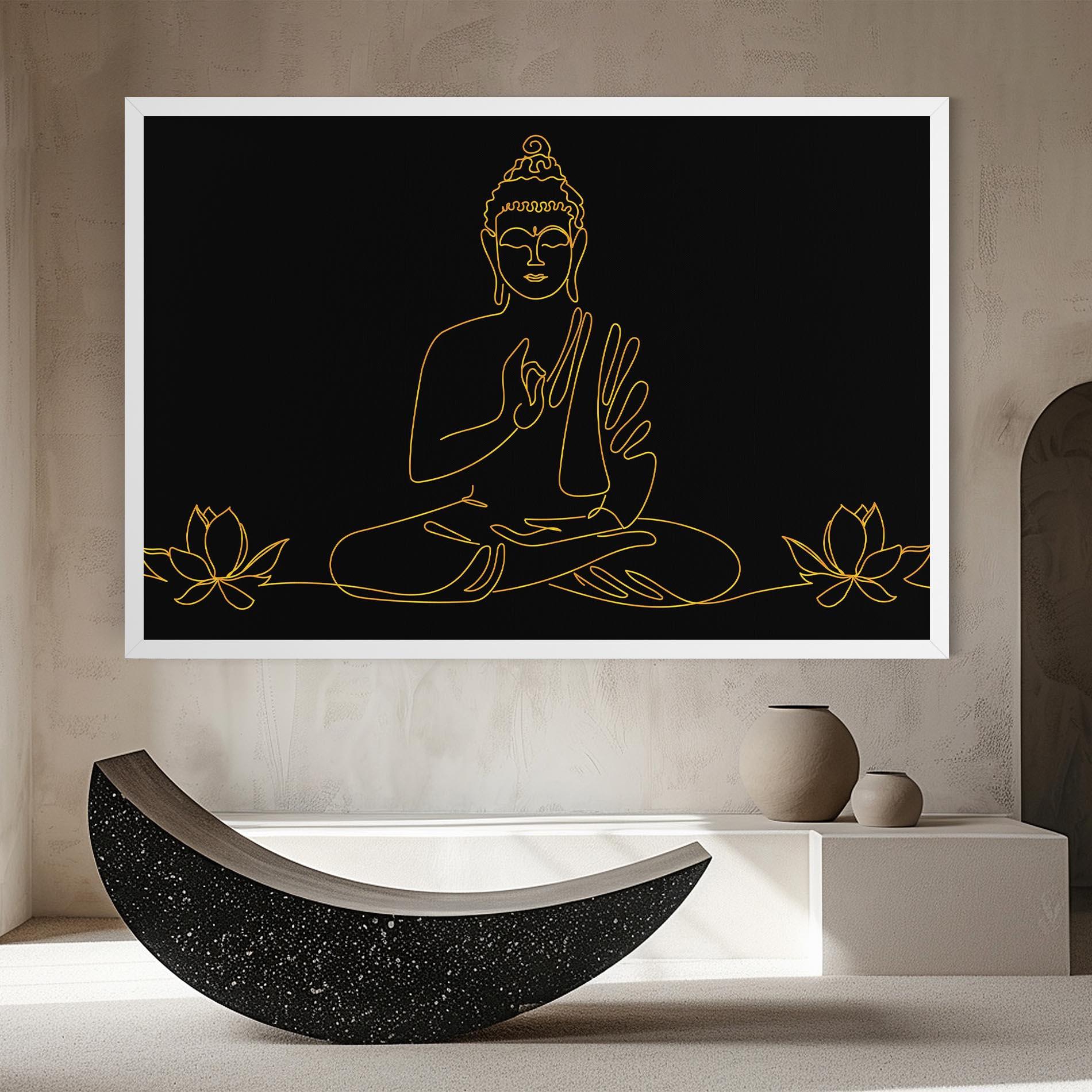 Leinwandbild Buddha Gold Line mockup 8