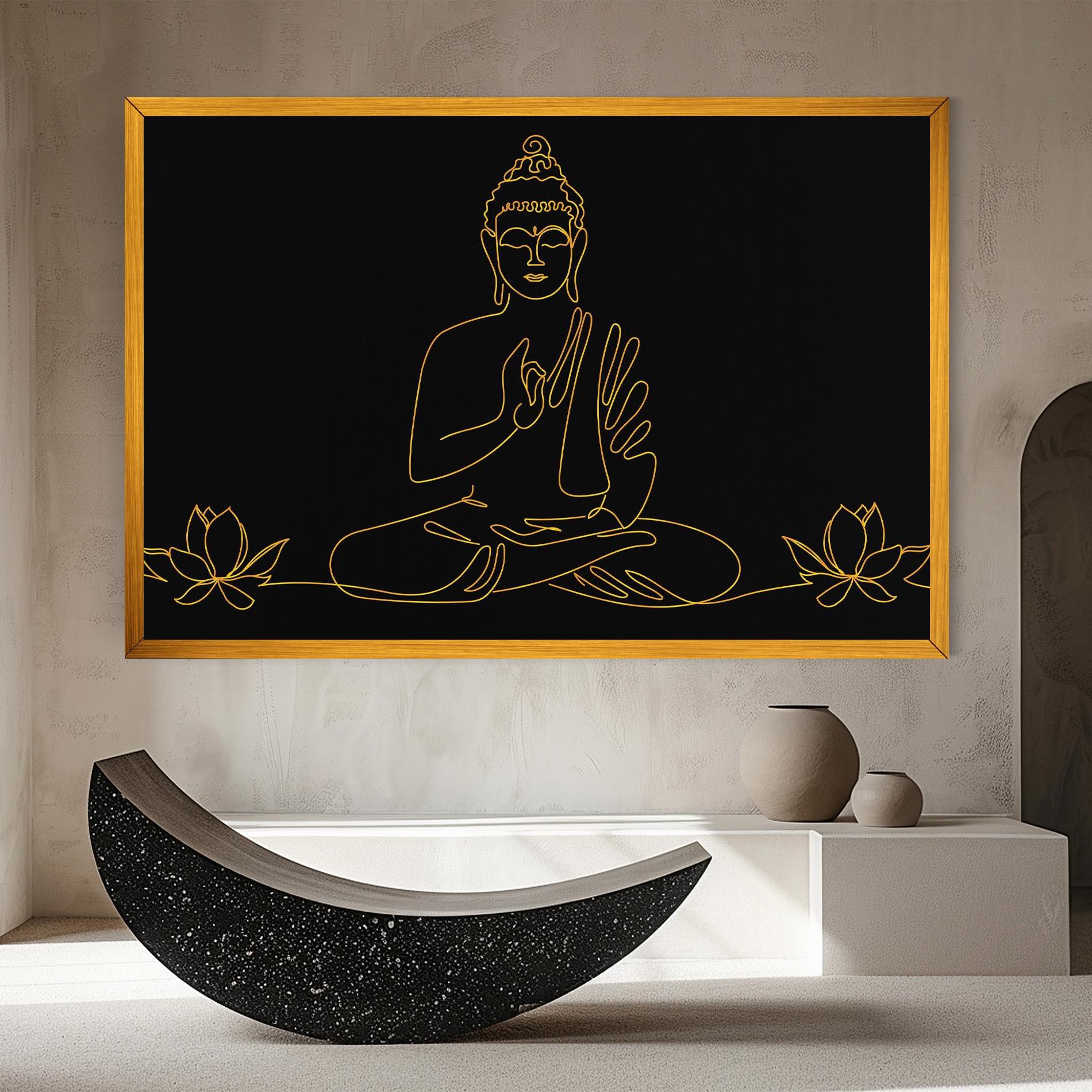 Leinwandbild Buddha Gold Line mockup 8