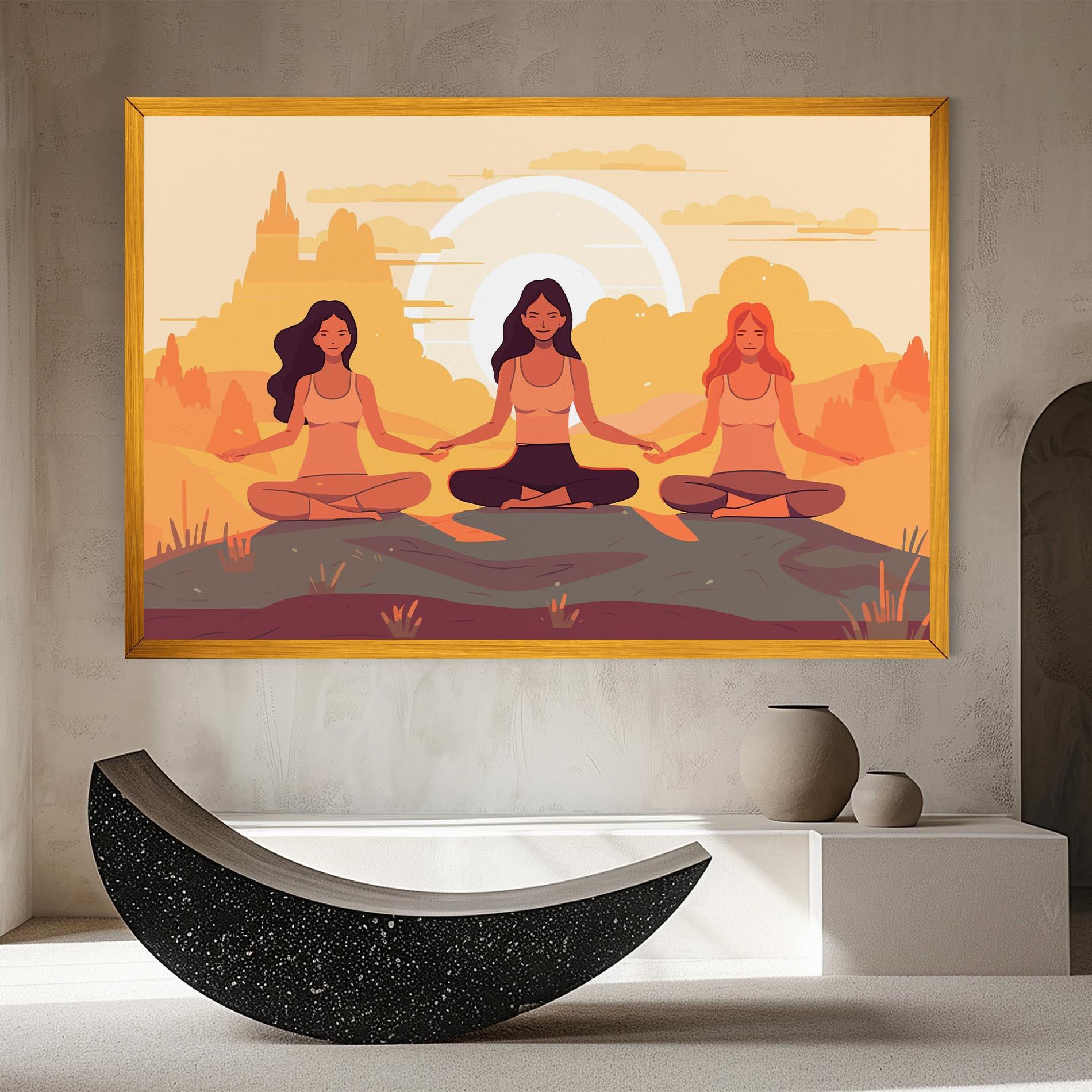 Leinwandbild Three Yoga Girls mockup 8