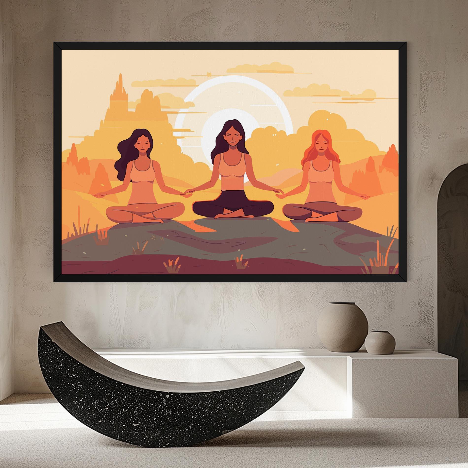 Leinwandbild Three Yoga Girls mockup 8