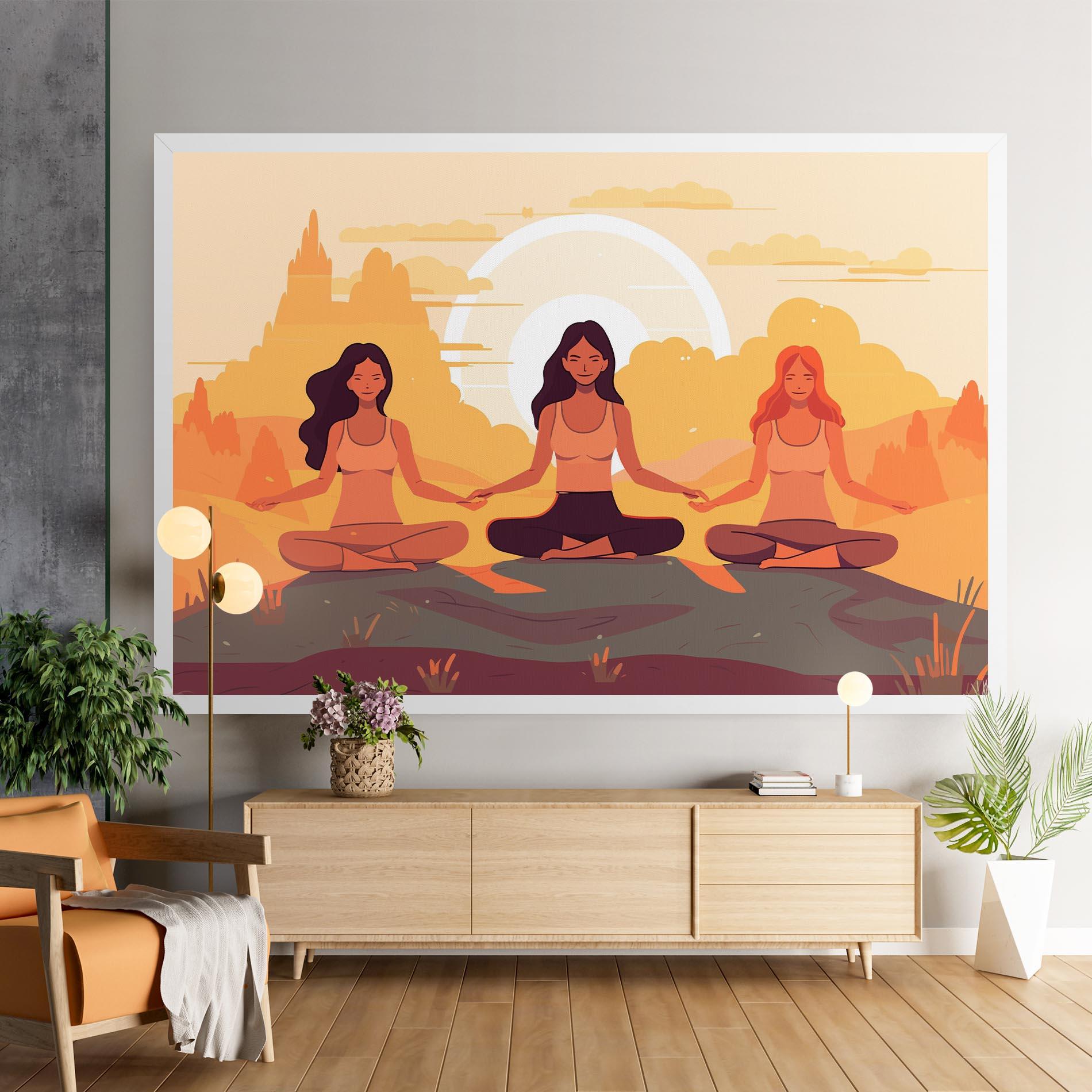 Leinwandbild Three Yoga Girls mockup 9
