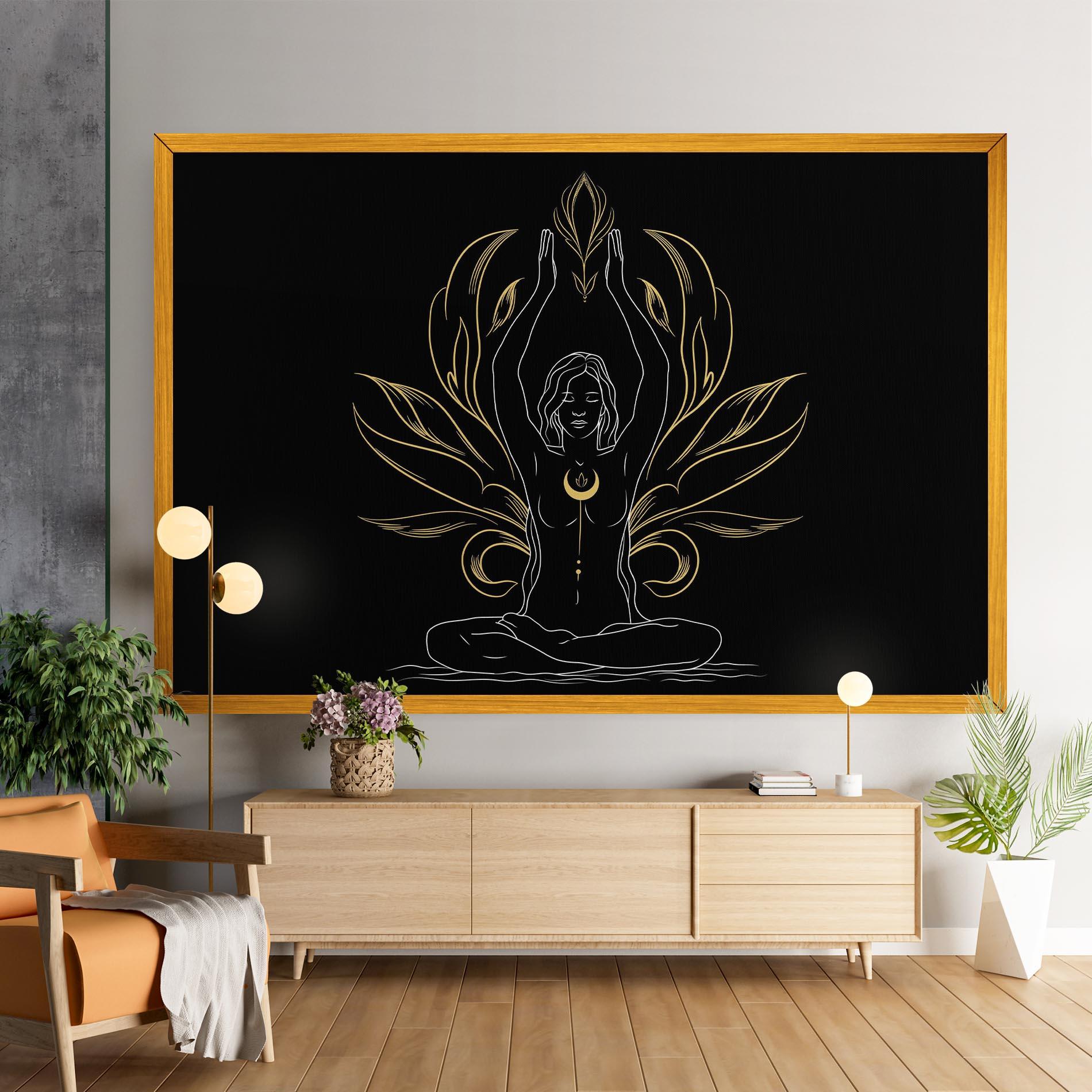 Leinwandbild Gold Yoga Pose mockup 9