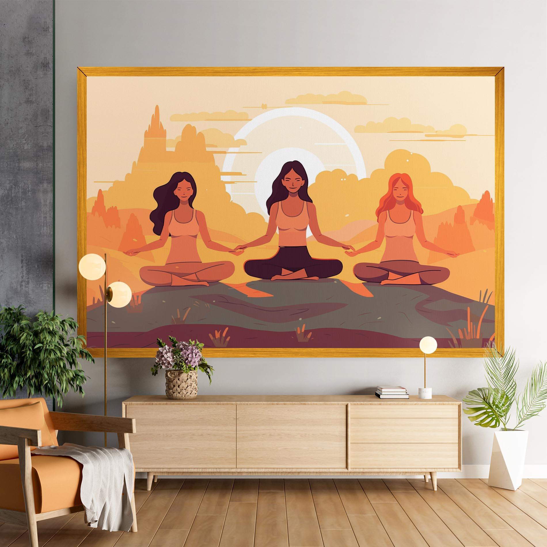 Leinwandbild Three Yoga Girls mockup 9