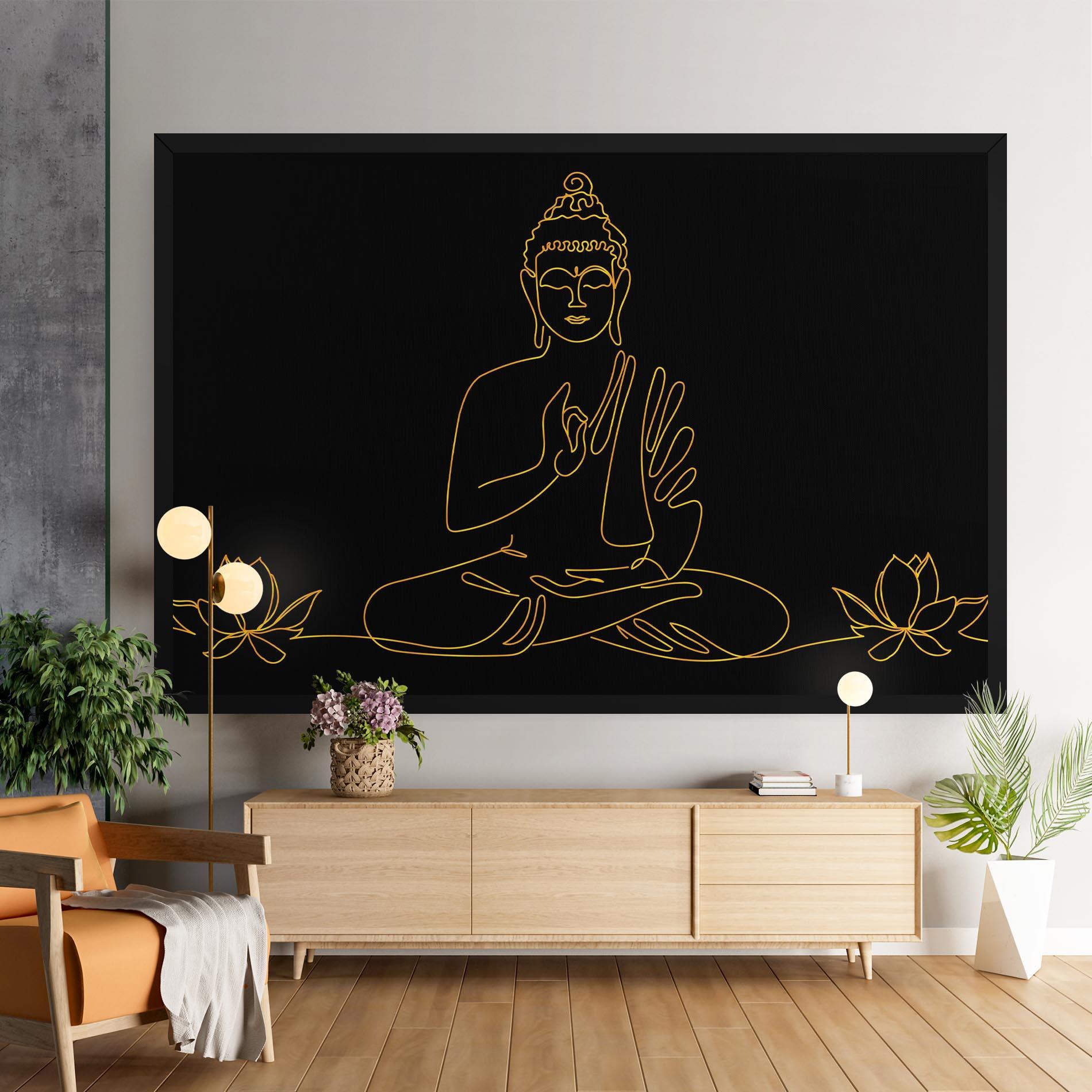 Leinwandbild Buddha Gold Line mockup 9