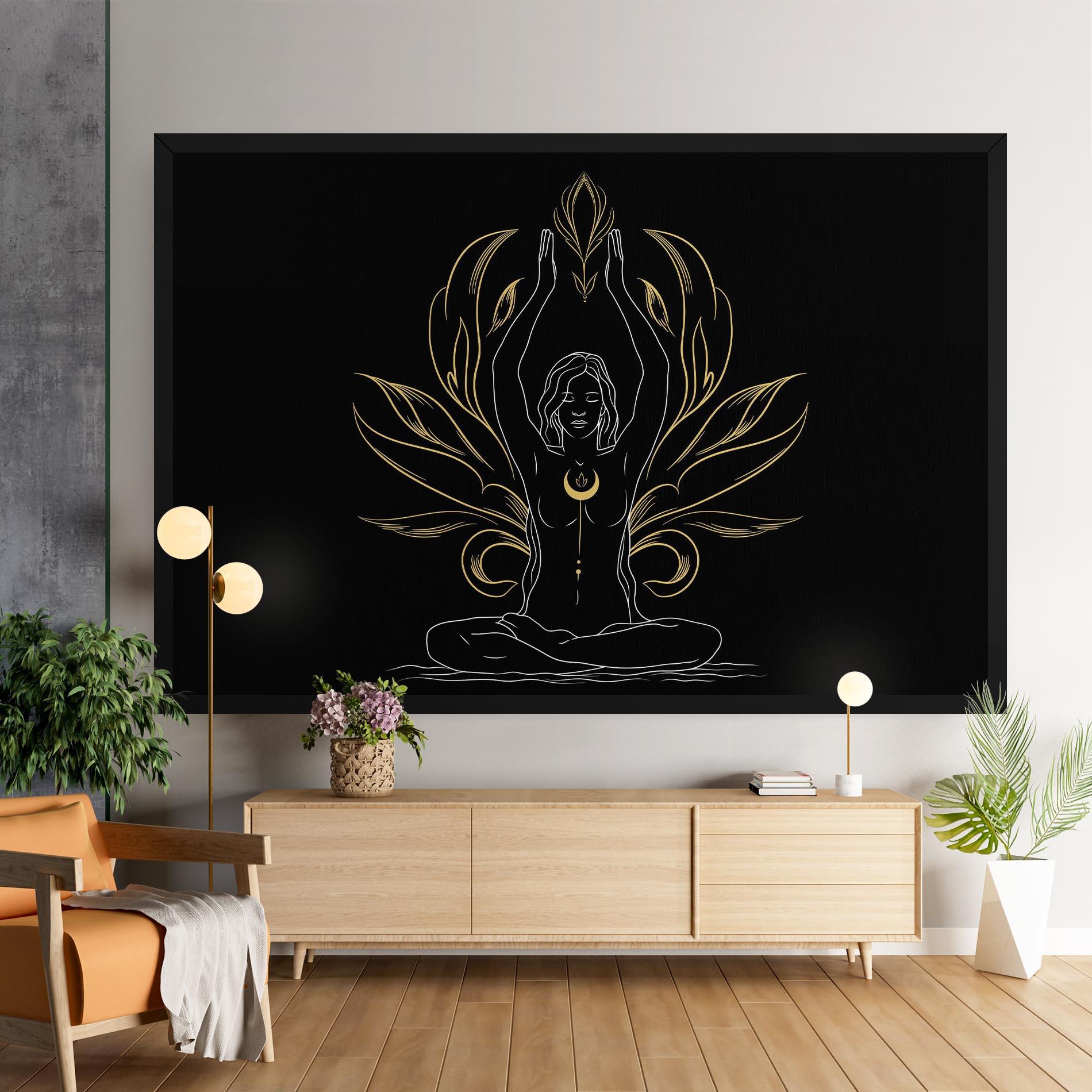 Leinwandbild Gold Yoga Pose mockup 9