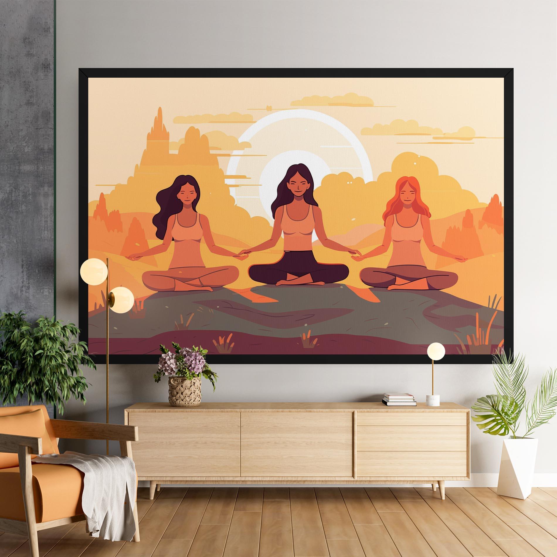 Leinwandbild Three Yoga Girls mockup 9