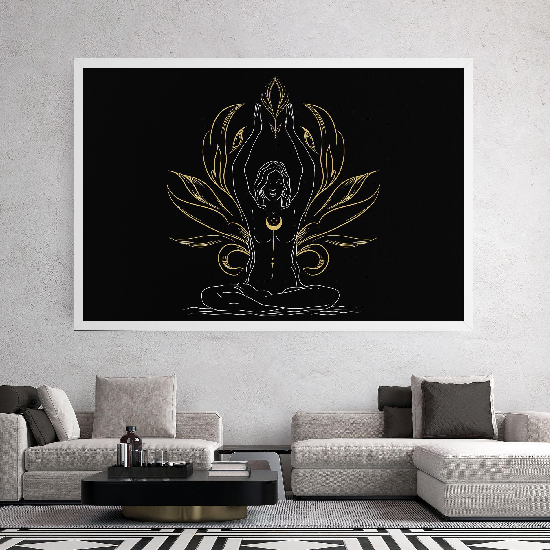 Leinwandbild Gold Yoga Pose mockup 2
