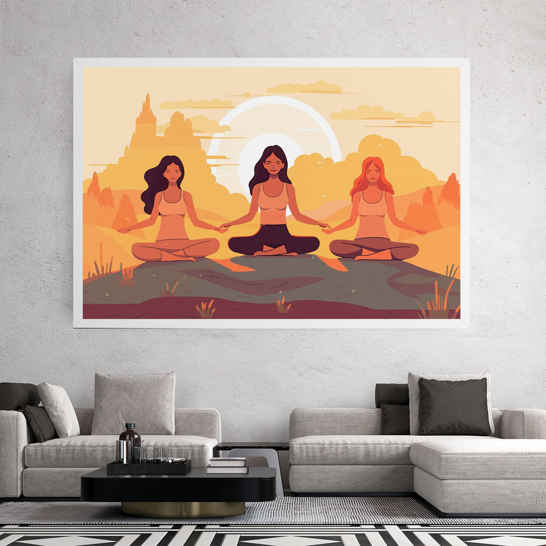 Leinwandbild Three Yoga Girls mockup 2