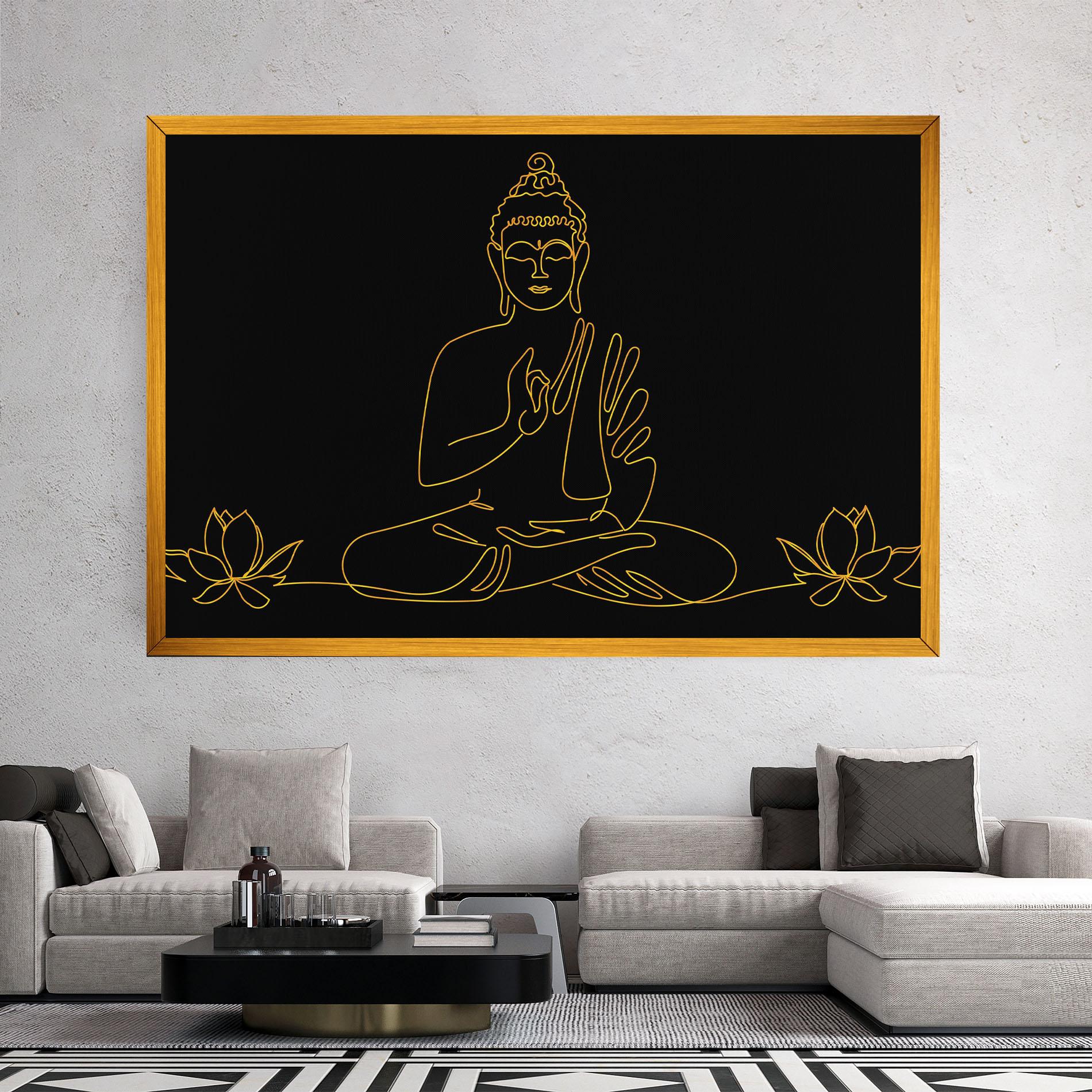 Leinwandbild Buddha Gold Line mockup 2