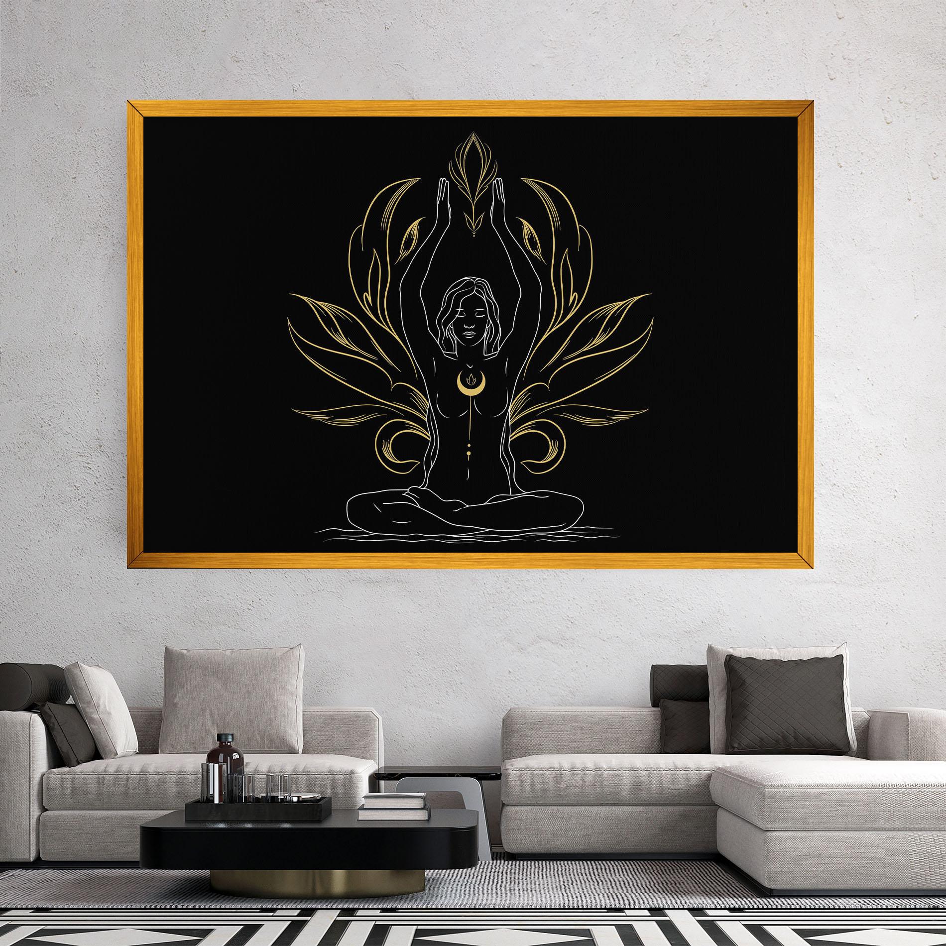 Leinwandbild Gold Yoga Pose mockup 2