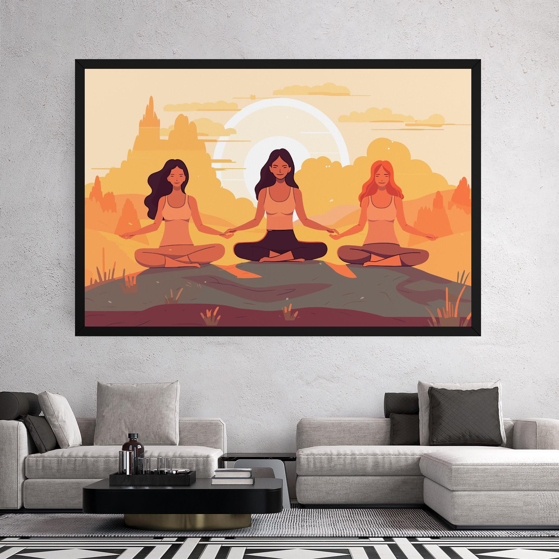 Leinwandbild Three Yoga Girls mockup 2