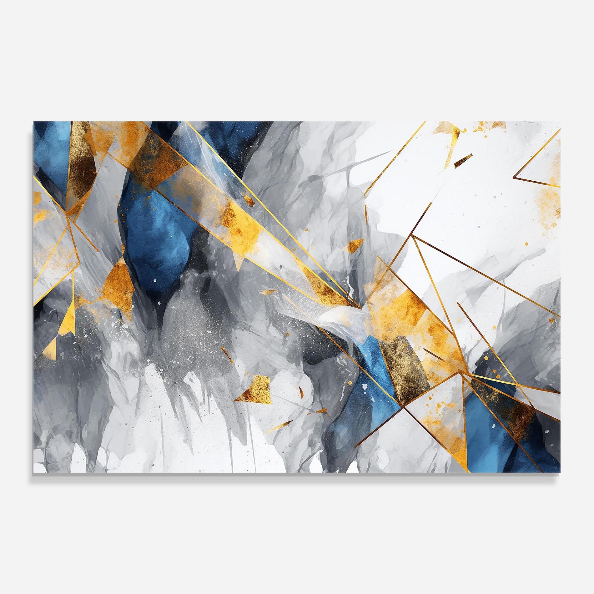 Glasbild Abstract Gold Blue Pattern mockup 0