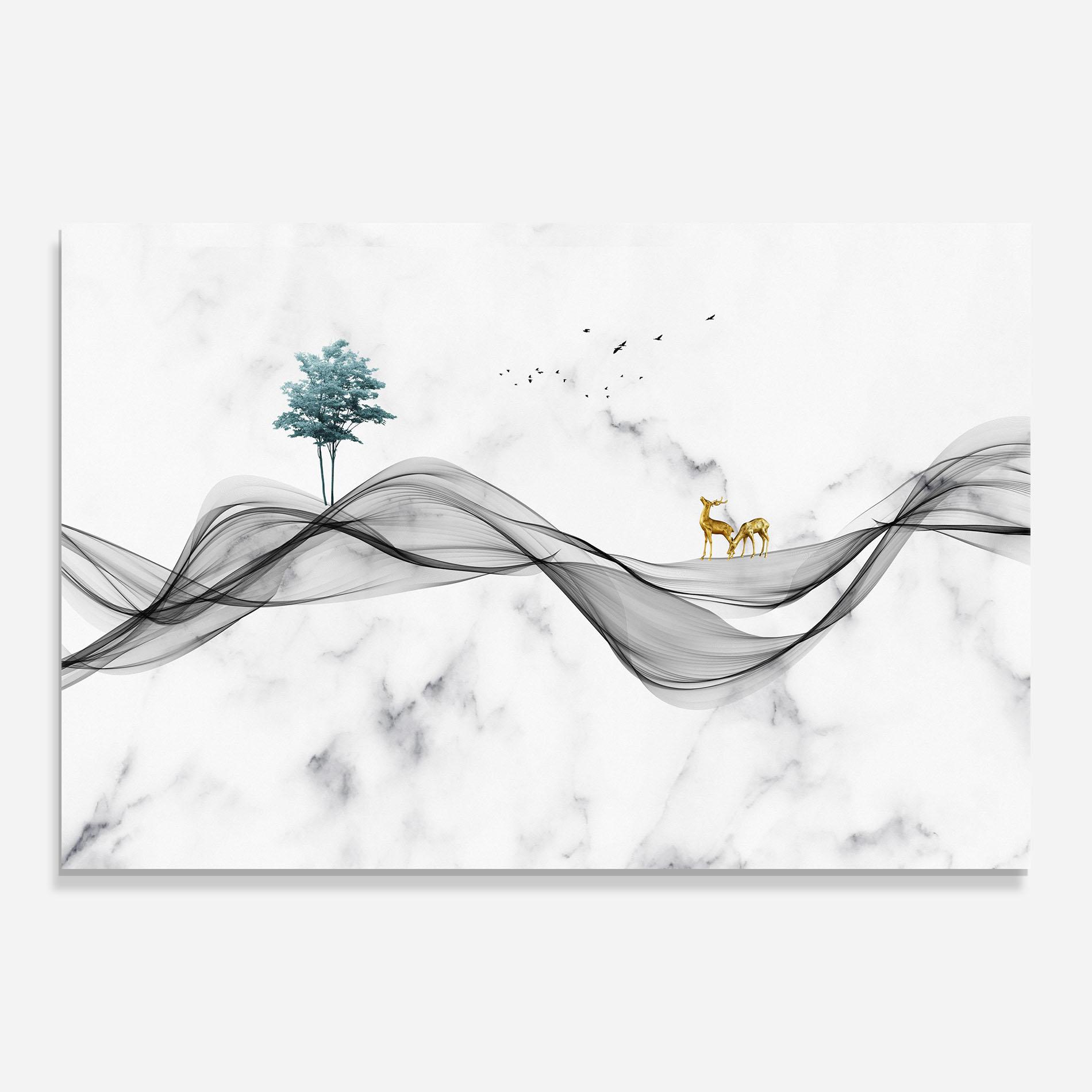 Glasbild Abstract Golden Landscape 1 mockup 0
