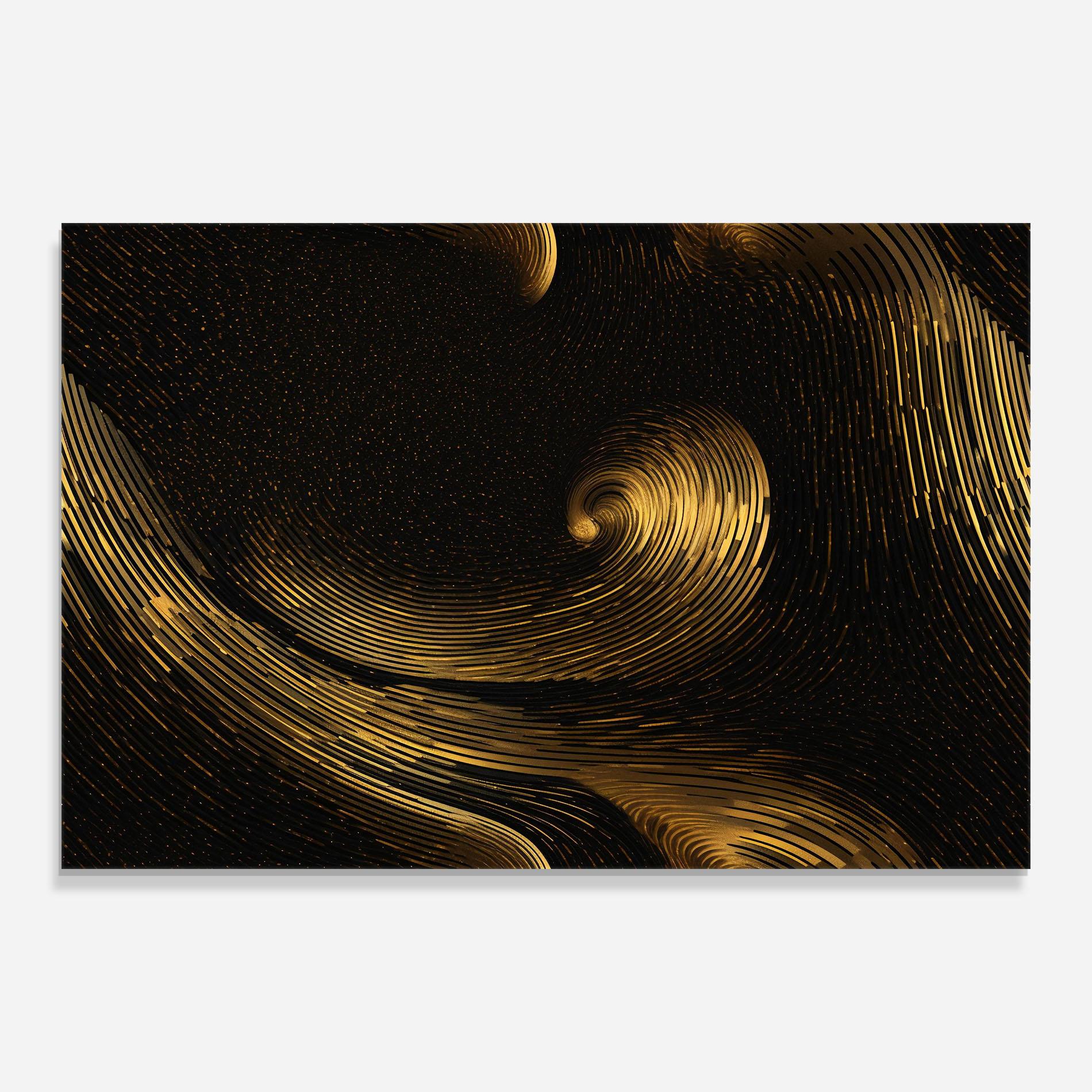 Glasbild Black Painting With Gold mockup 0
