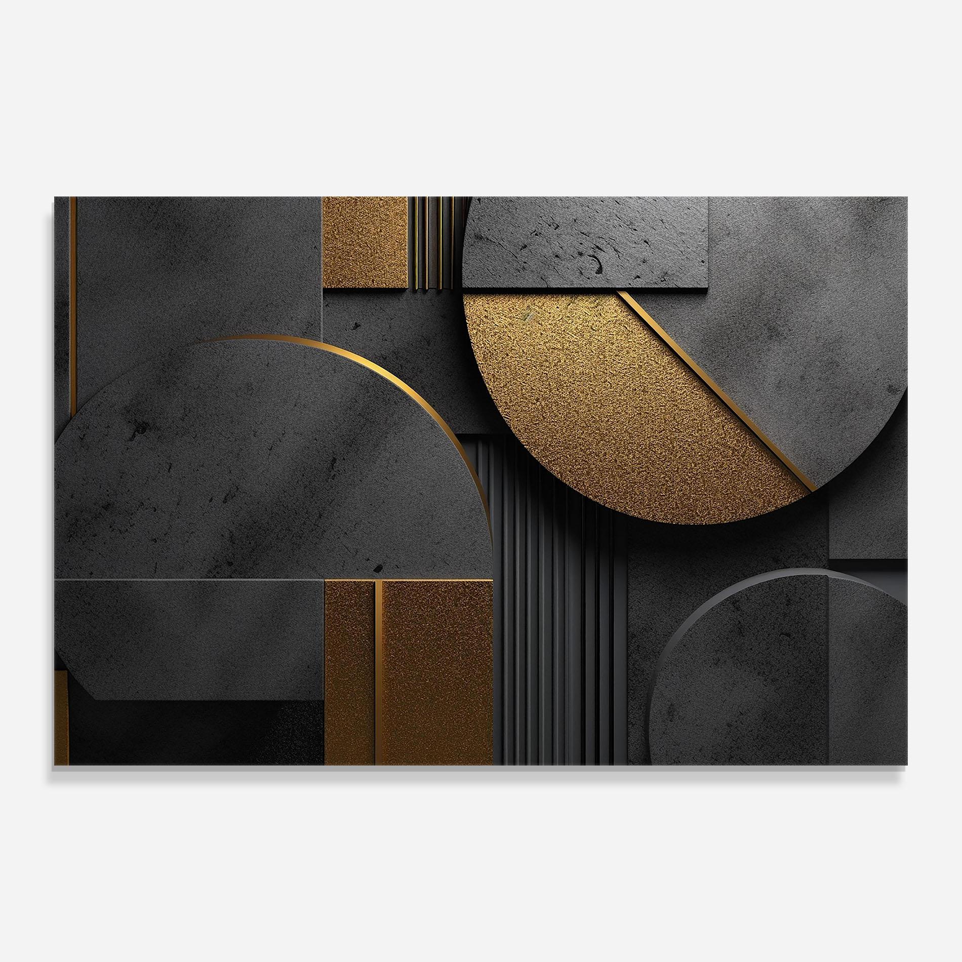 Glasbild Gold With Grey Circle mockup 0
