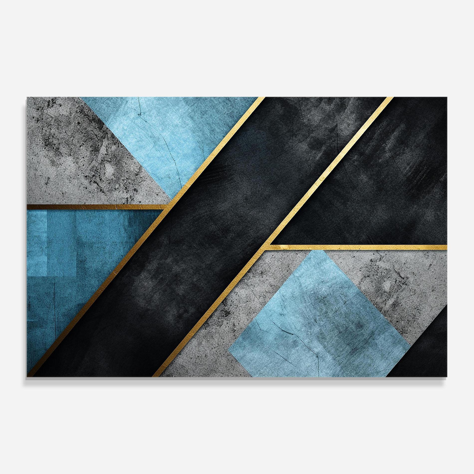Glasbild Grey With Blue Painting mockup 0
