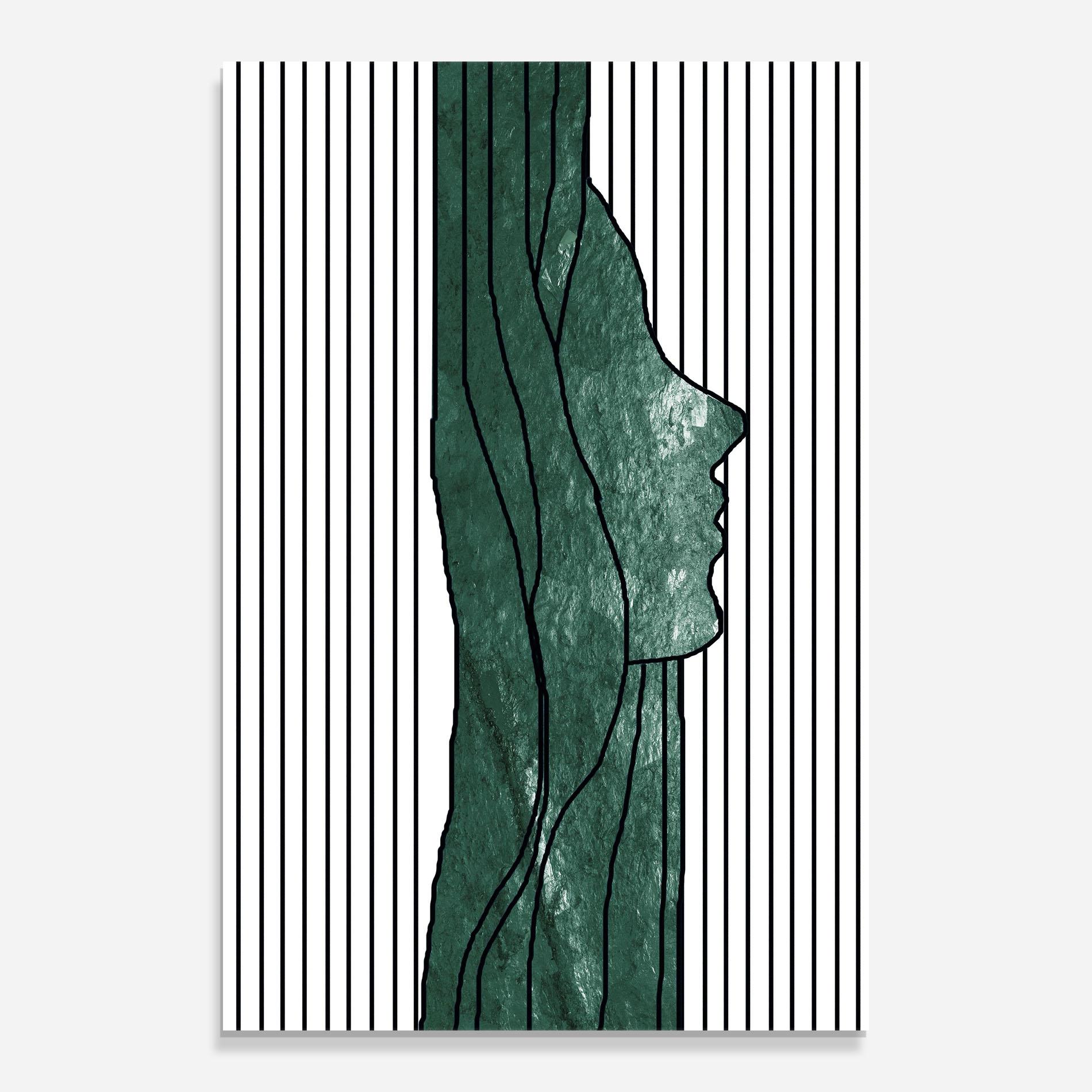 Glasbild Abstract Green Face mockup 0