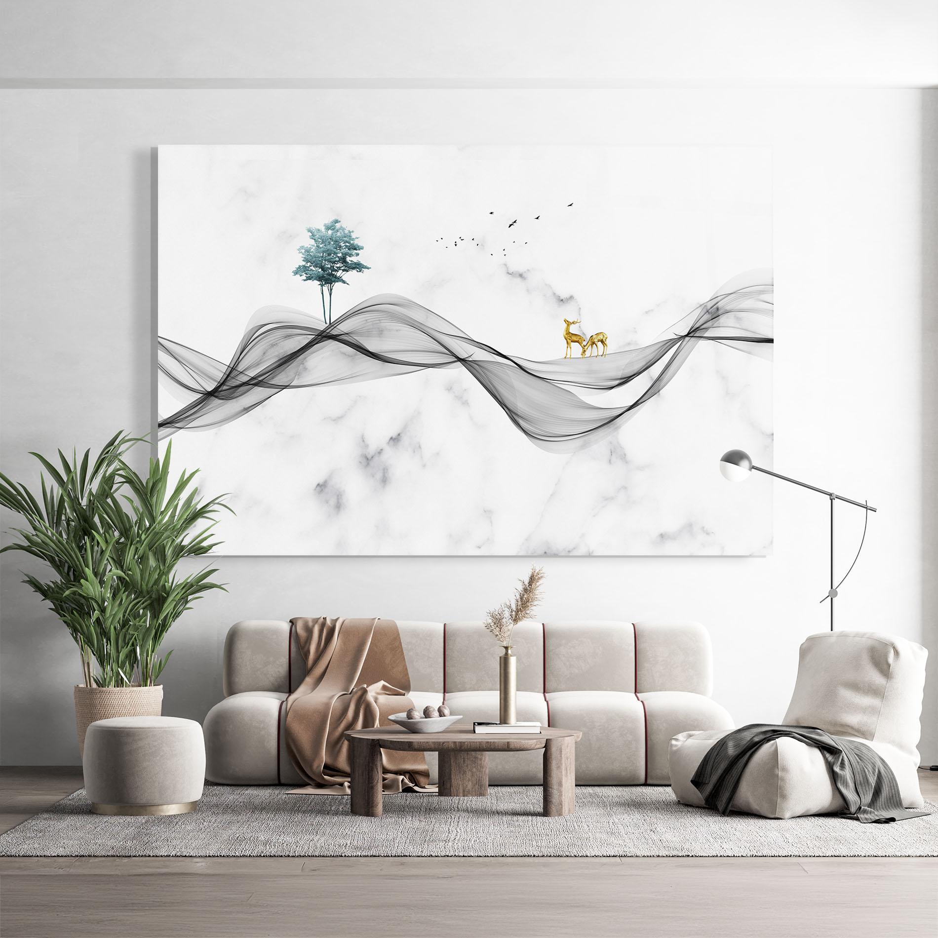 Glasbild Abstract Golden Landscape 1 mockup 9