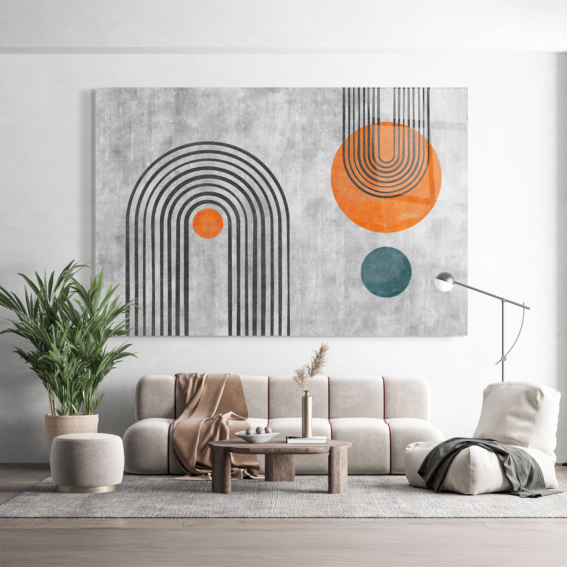 Glasbild Abstract Orange Circles mockup 9