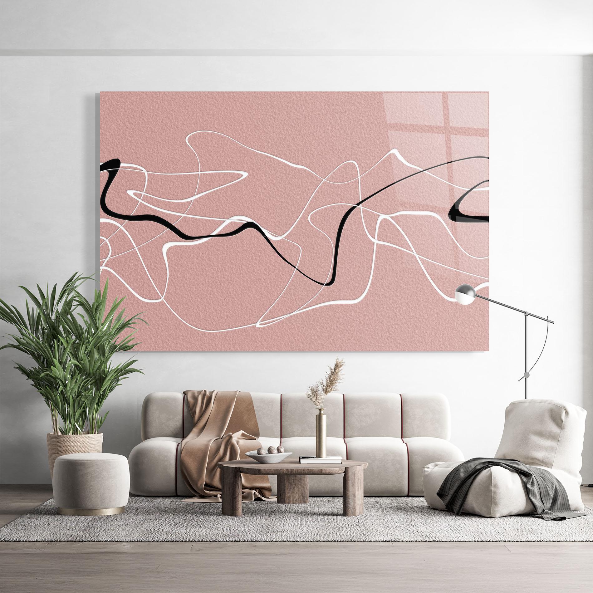 Glasbild Abstract Pink Painting mockup 9