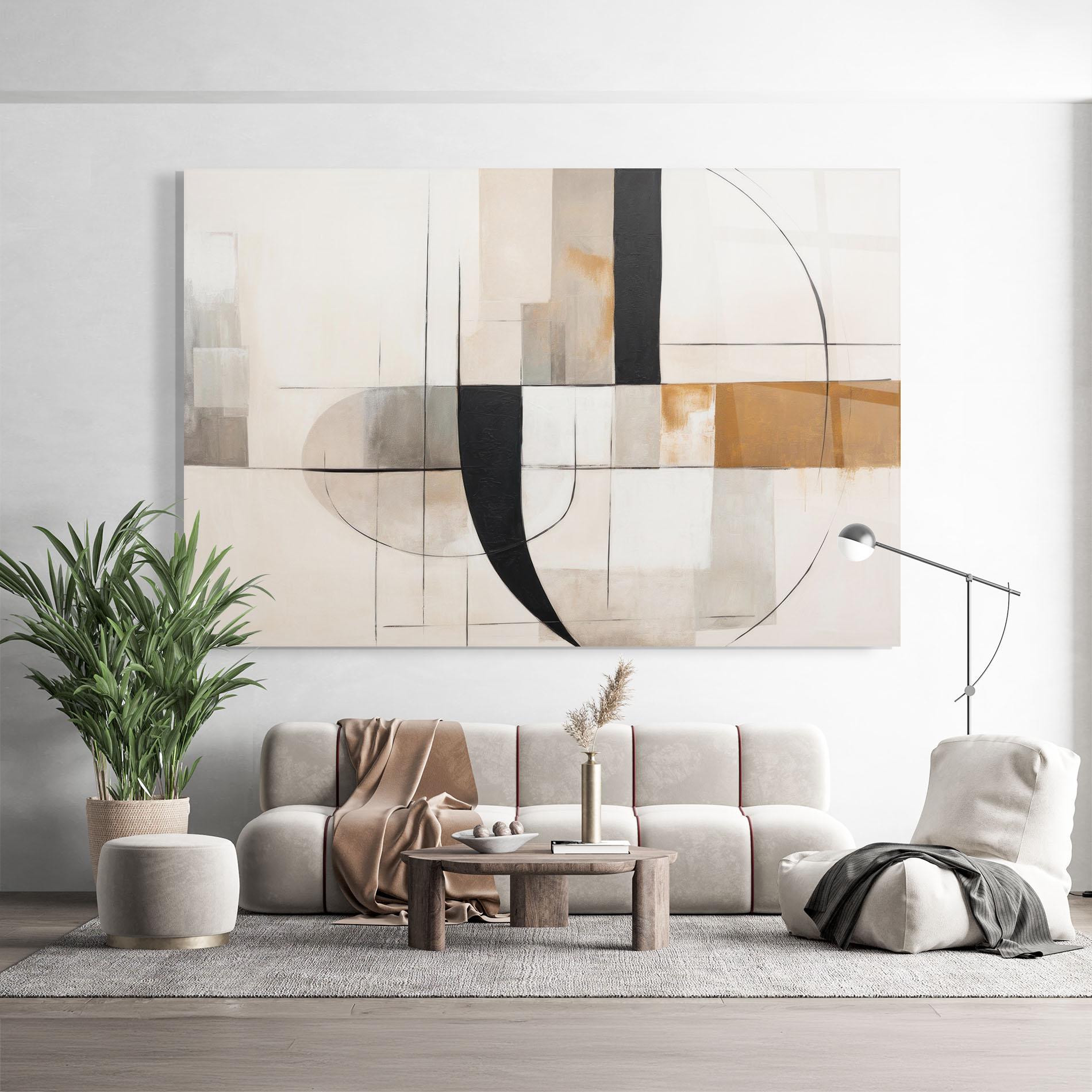 Glasbild Black Abstract Lines mockup 9