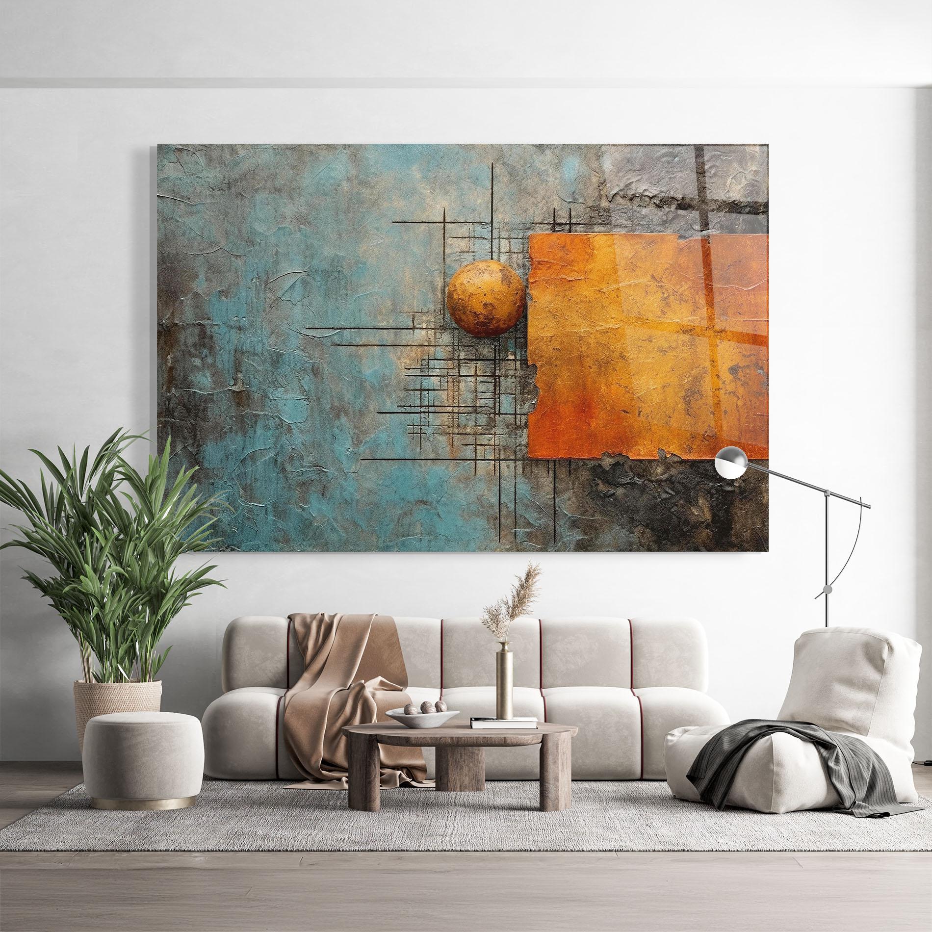 Glasbild Orange Square Painting mockup 9