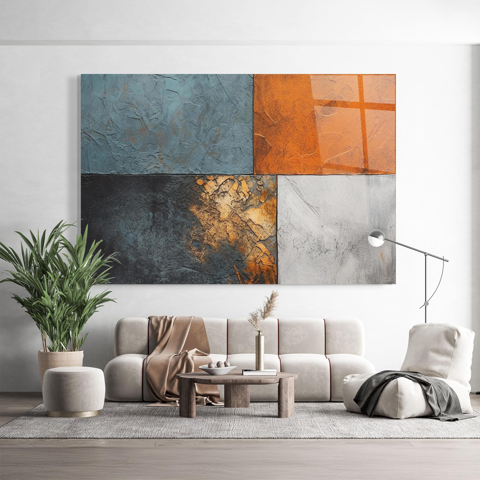 Glasbild White Square With Gold mockup 9