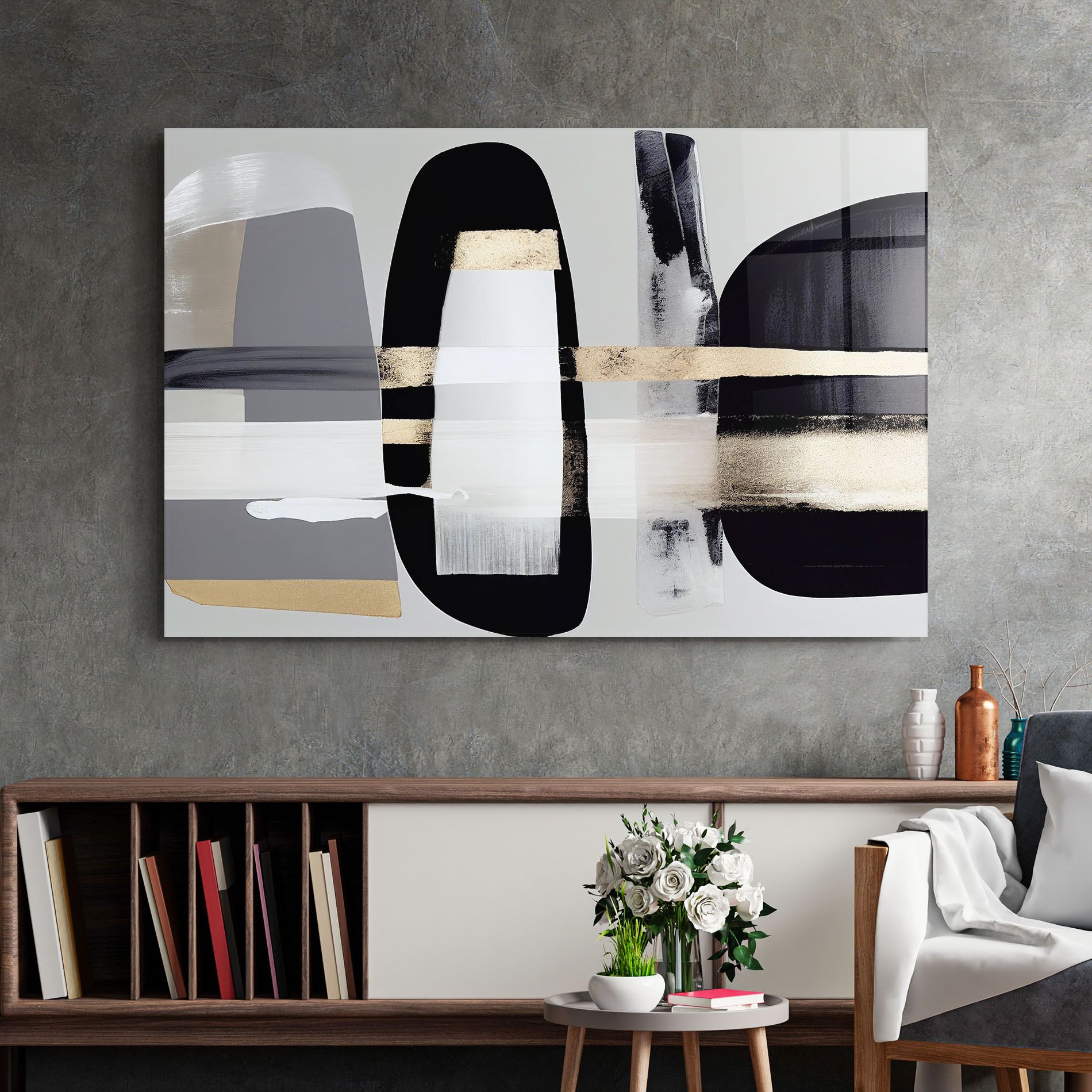Abstract Gold Painting With Black mockup 2
