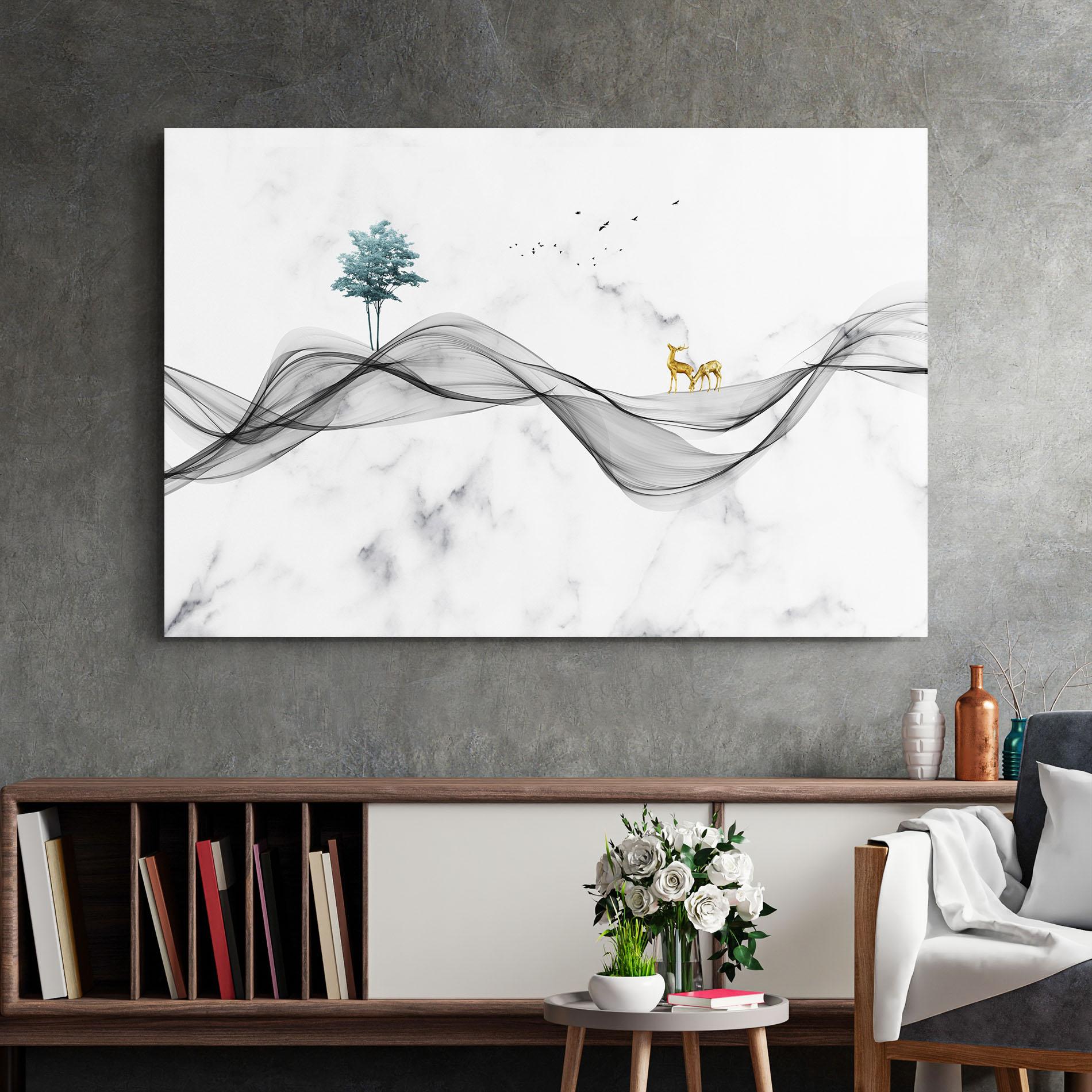 Glasbild Abstract Golden Landscape 1 mockup 2