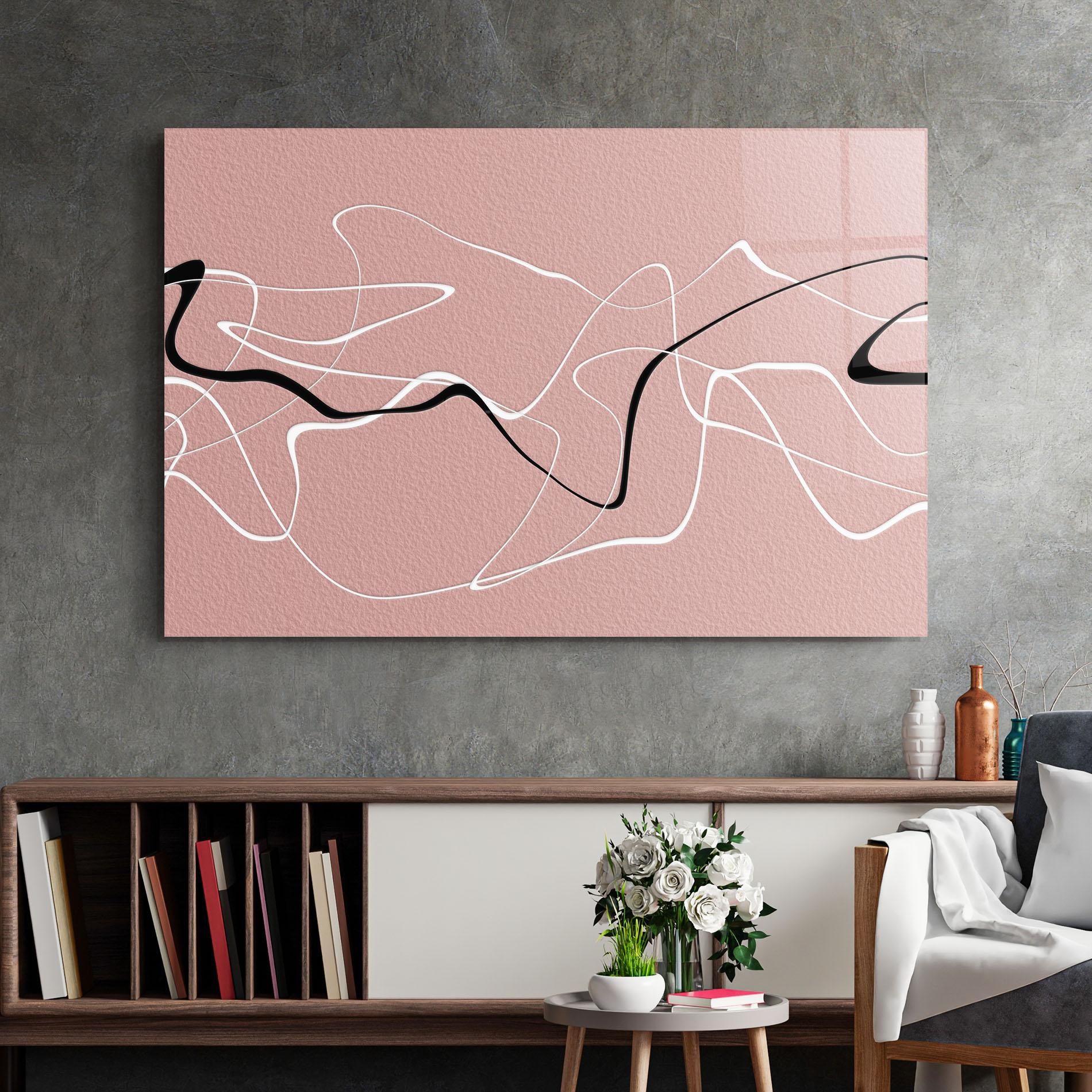 Glasbild Abstract Pink Painting mockup 2