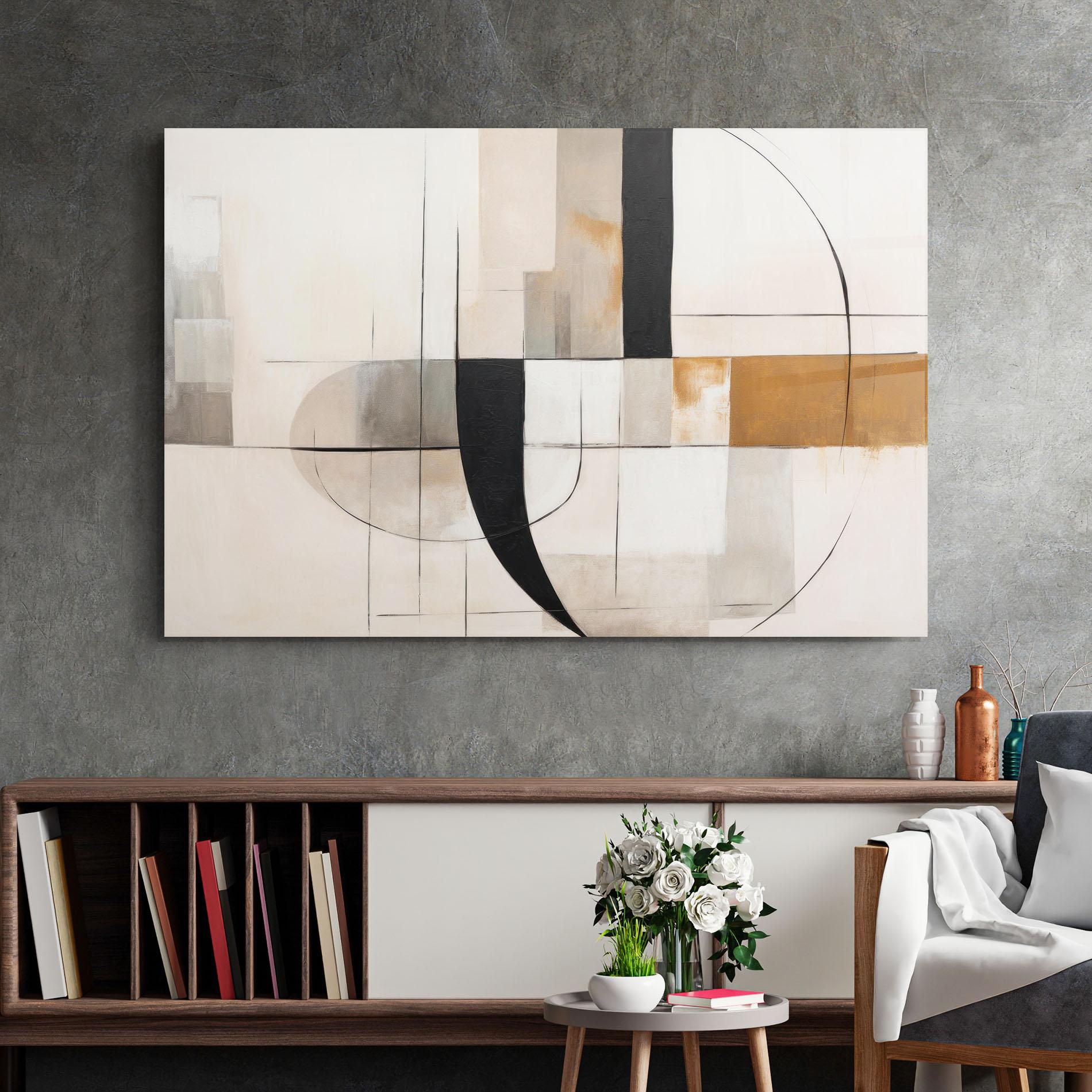 Glasbild Black Abstract Lines mockup 2