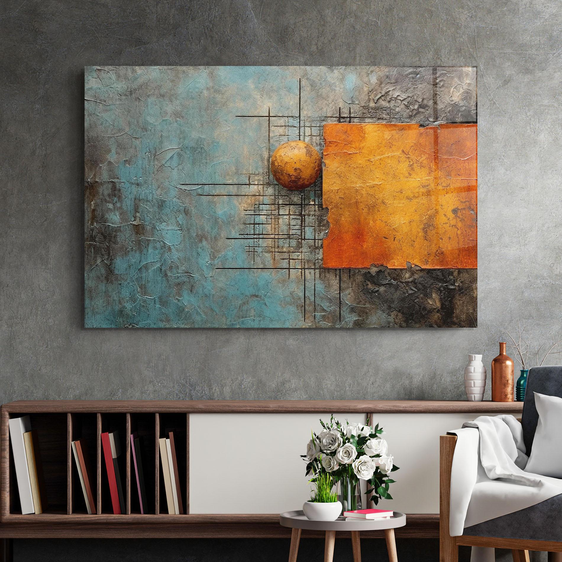 Glasbild Orange Square Painting mockup 2