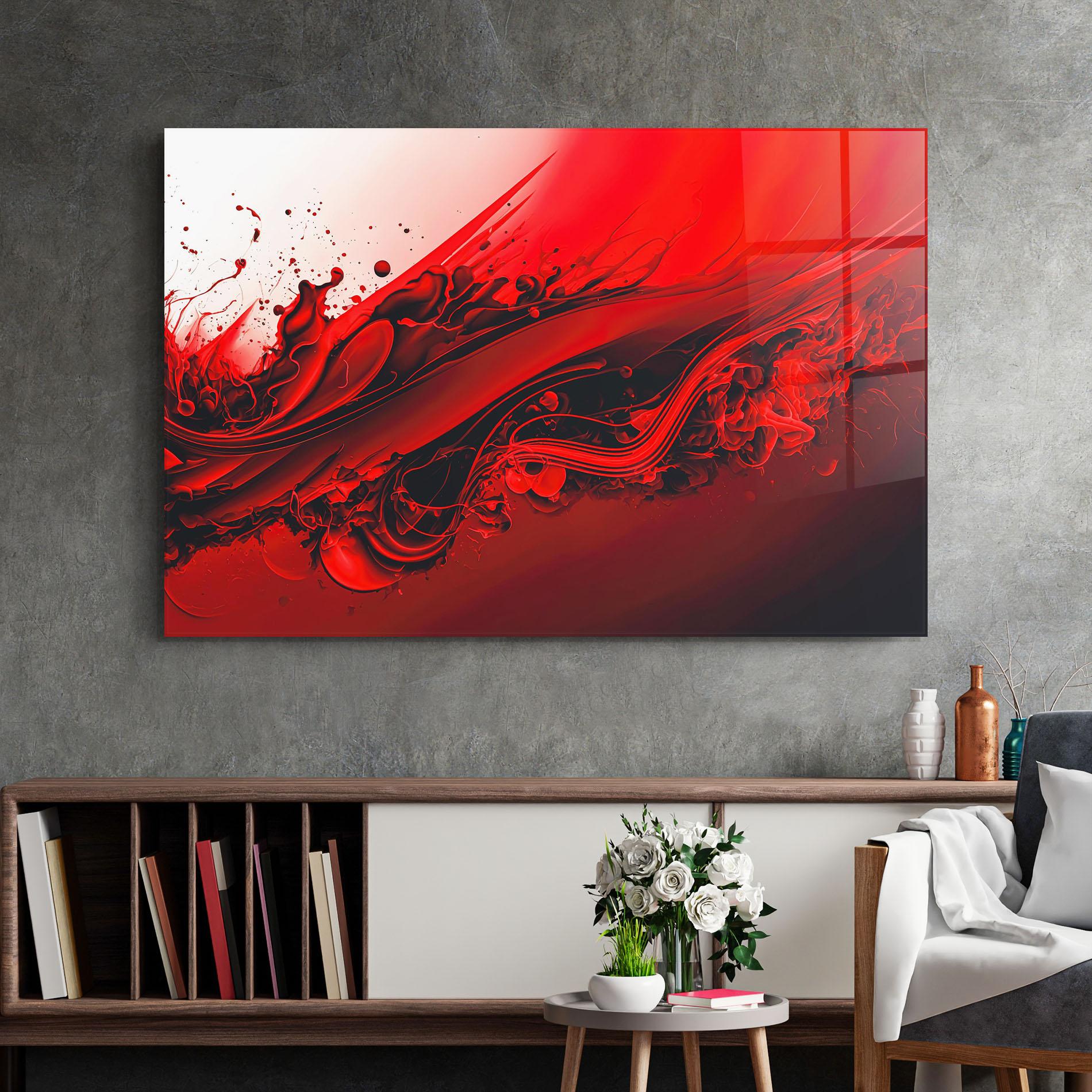 Glasbild Smooth Red Color mockup 2