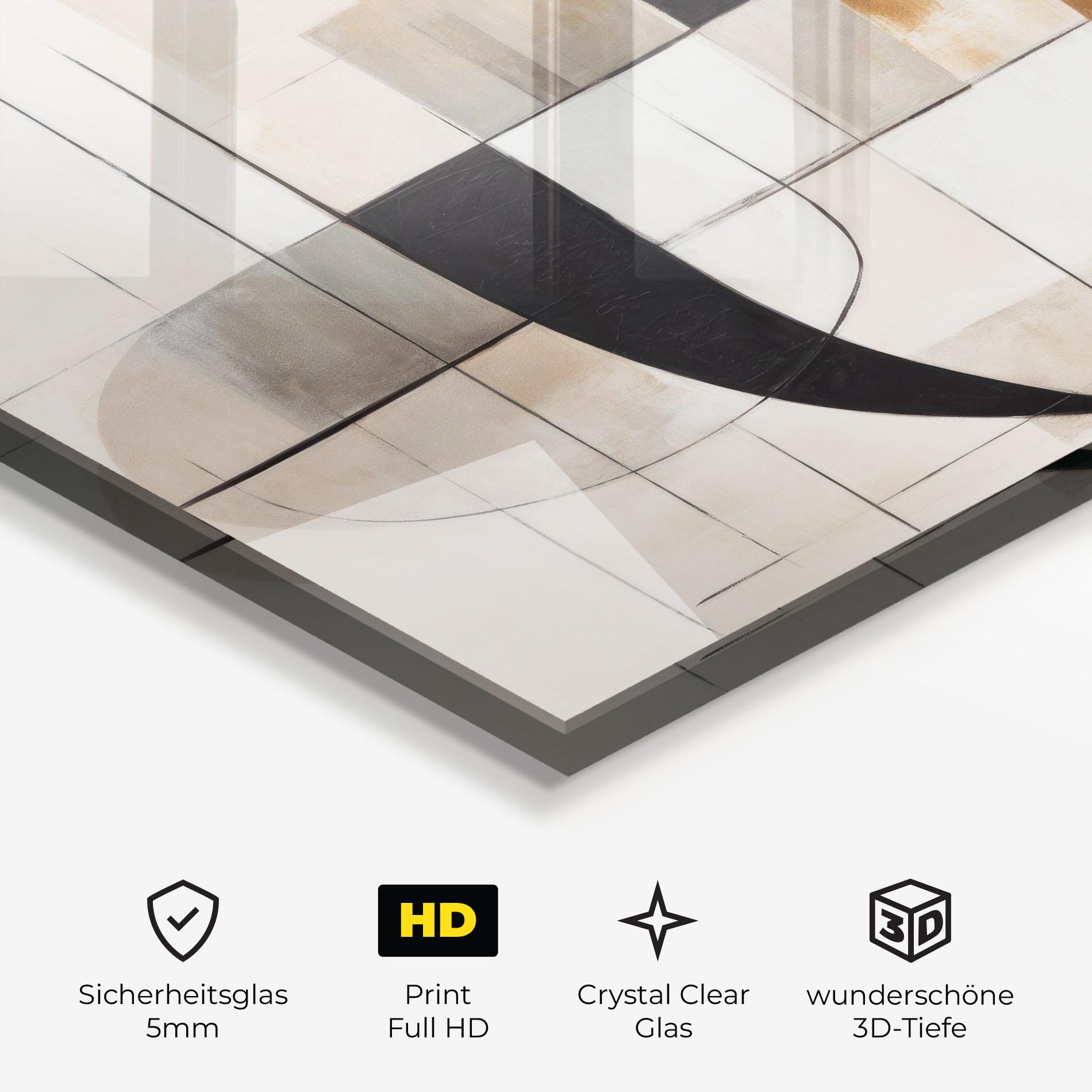 Glasbild Black Abstract Lines mockup 3