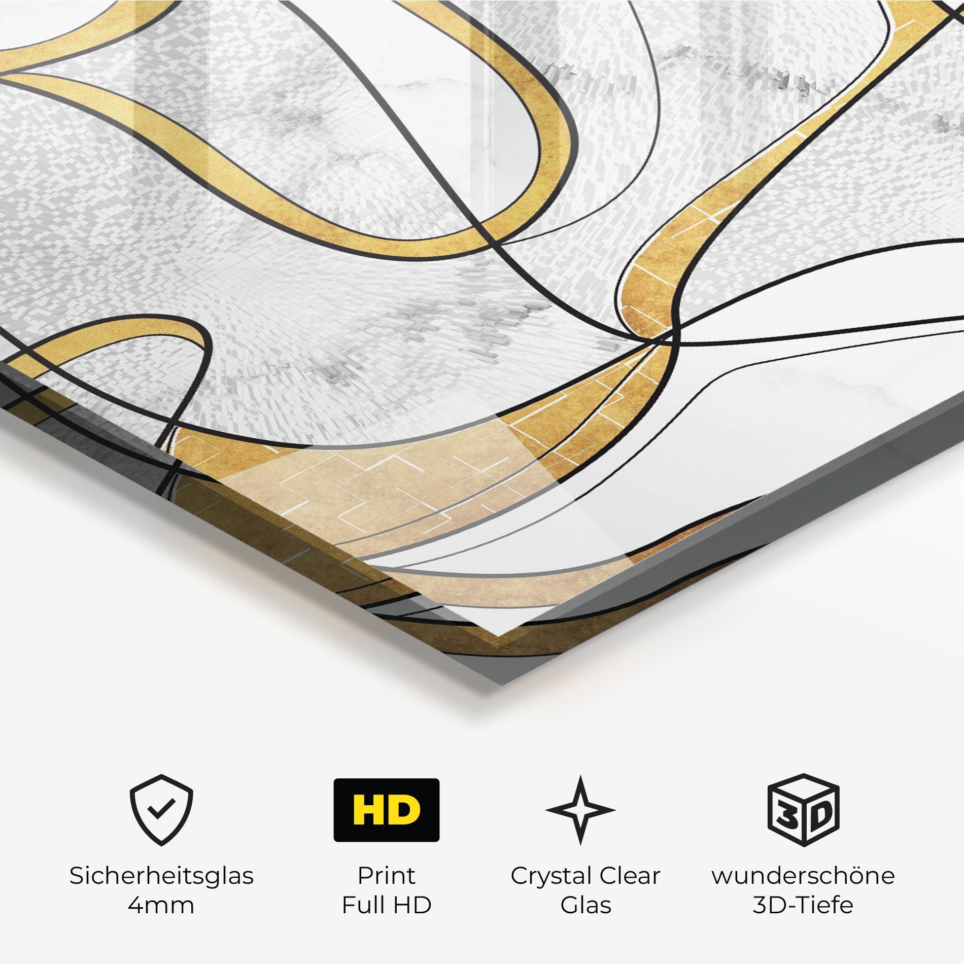 Glasbild Abstract Gold Lines mockup 3