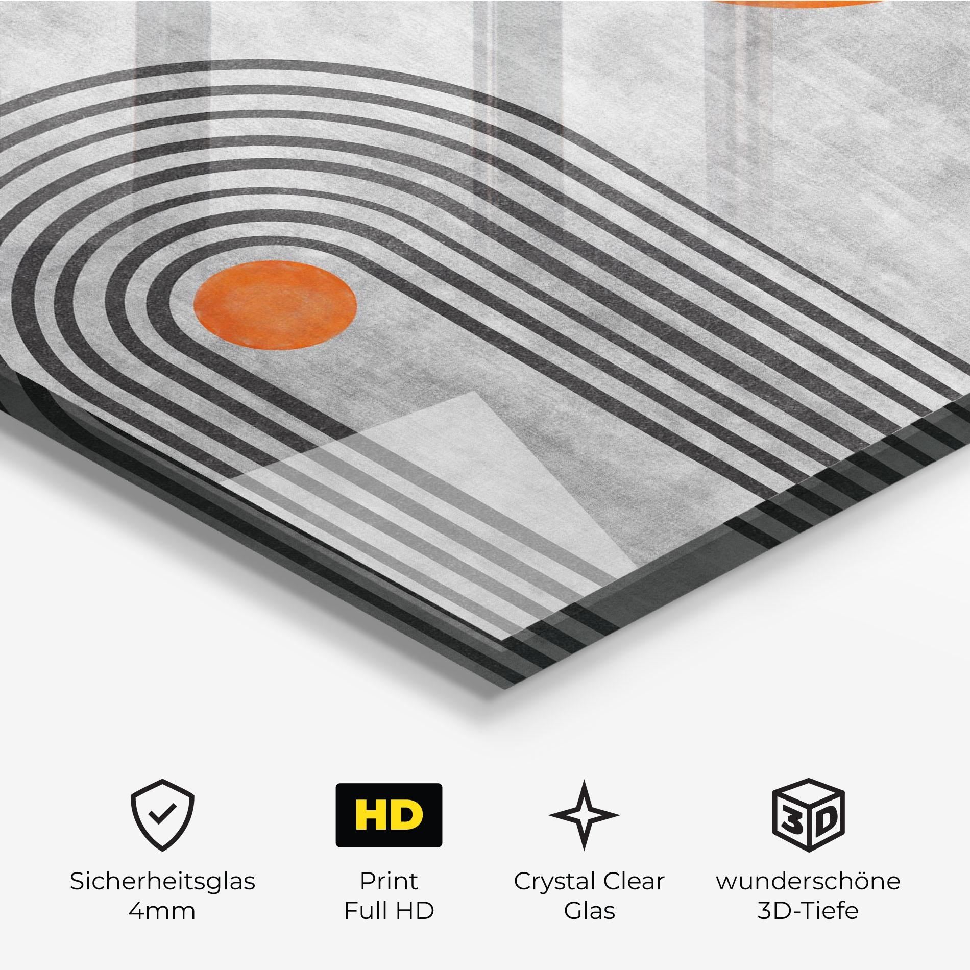 Glasbild Abstract Orange Circles mockup 3