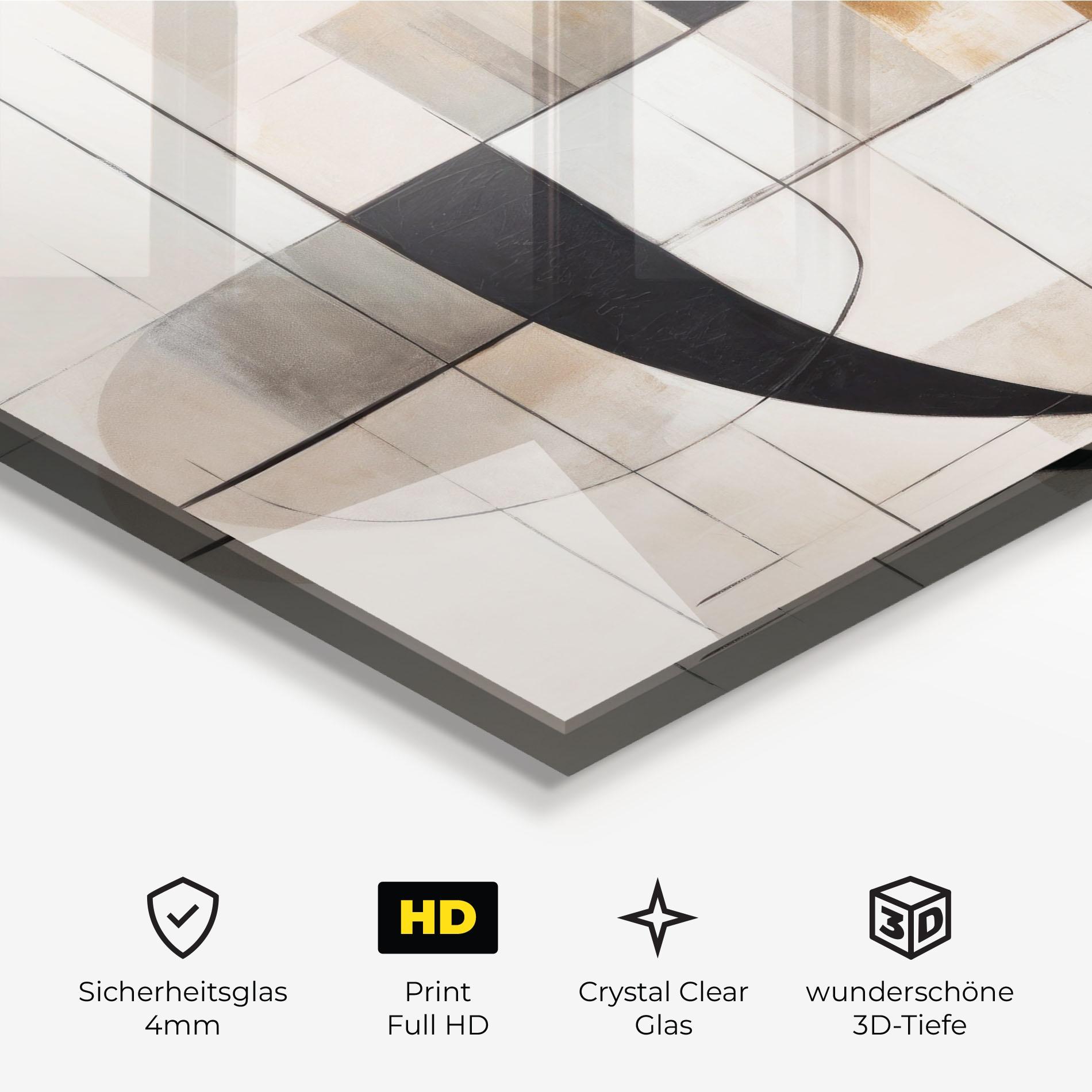 Glasbild Black Abstract Lines mockup 3