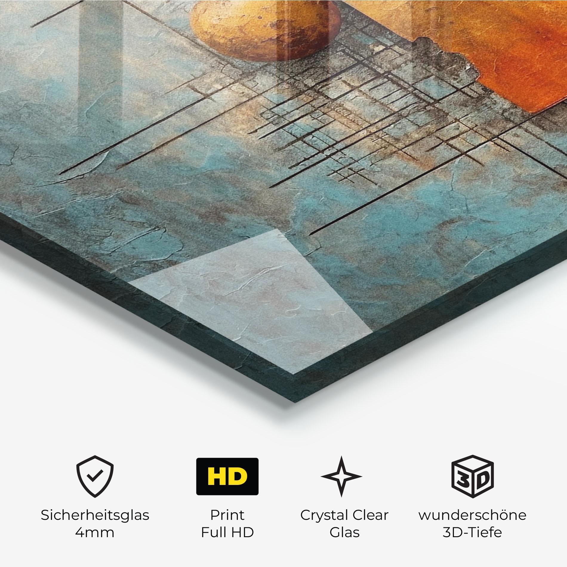 Glasbild Orange Square Painting mockup 3