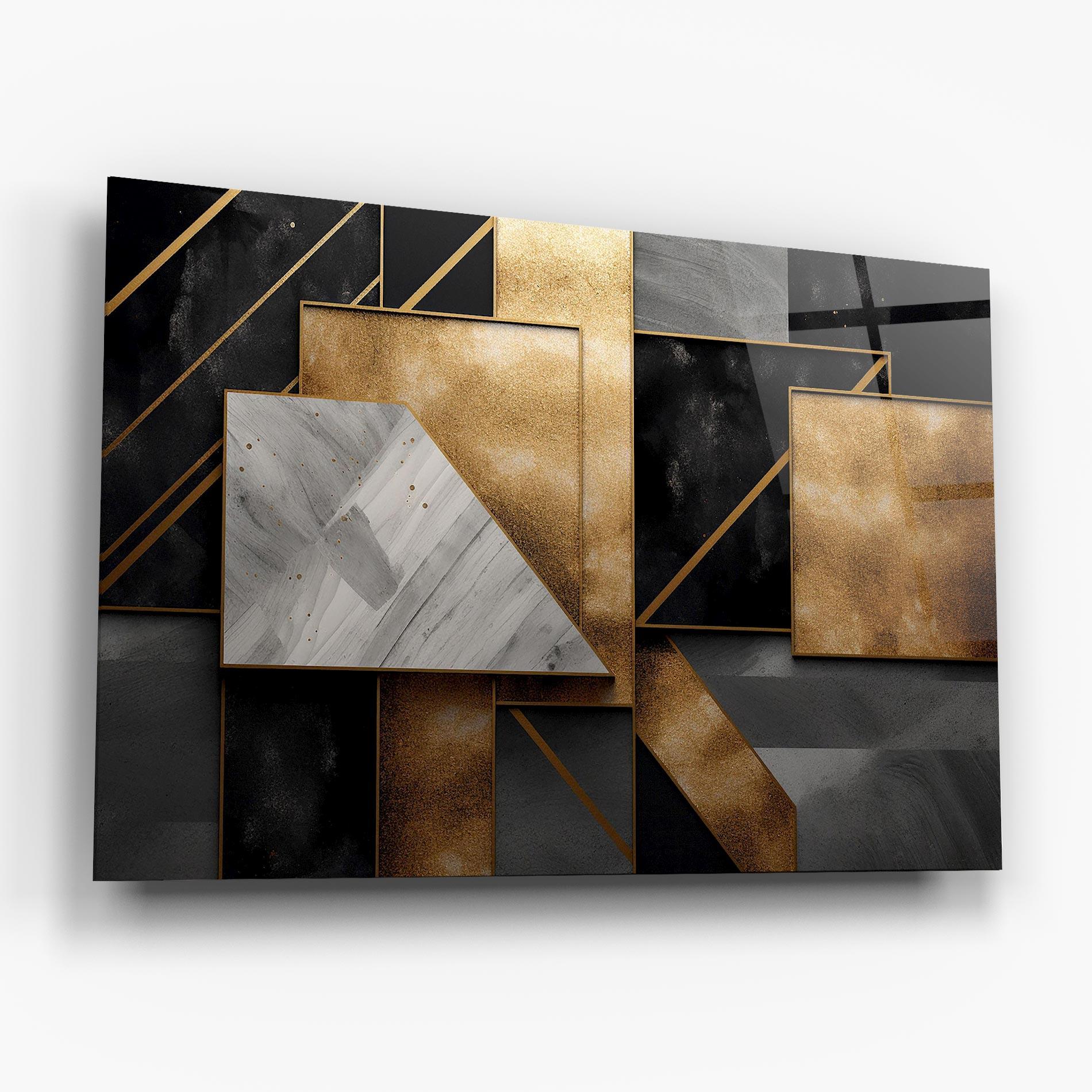 Glasbild Abstract Gold Square mockup 6