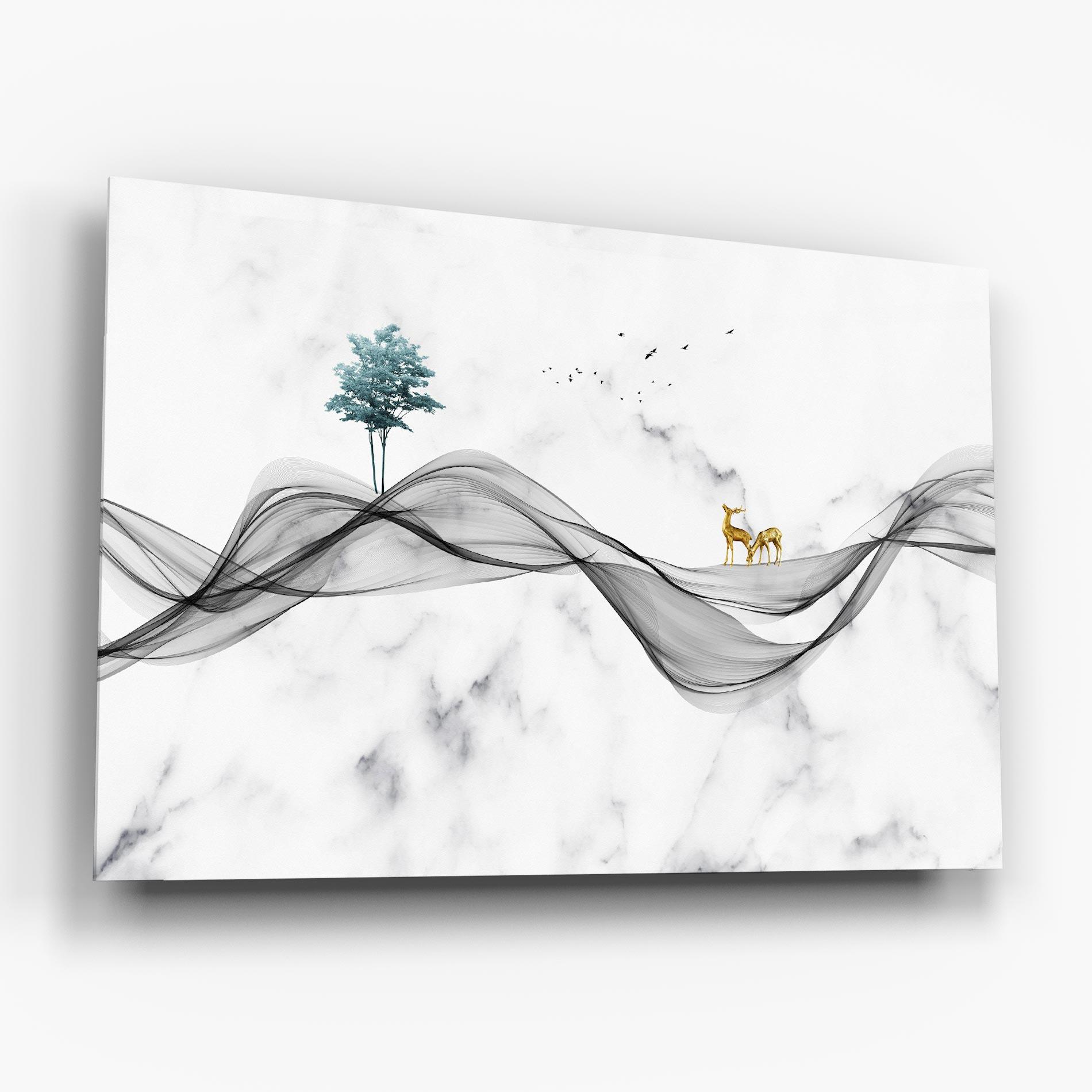 Glasbild Abstract Golden Landscape 1 mockup 6