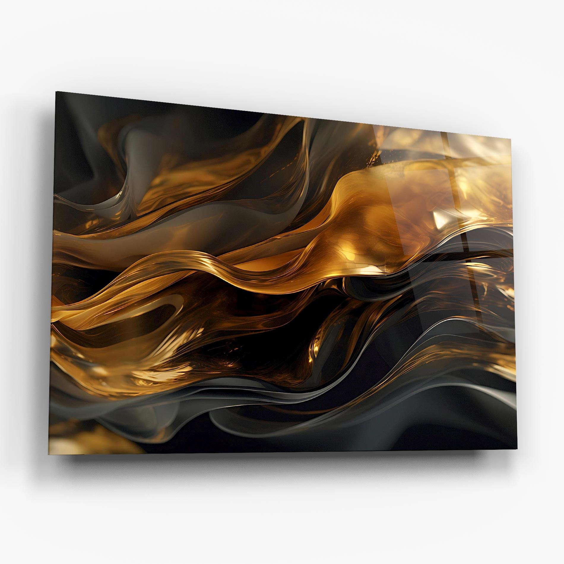 Glasbild Gold With Black Wave mockup 6