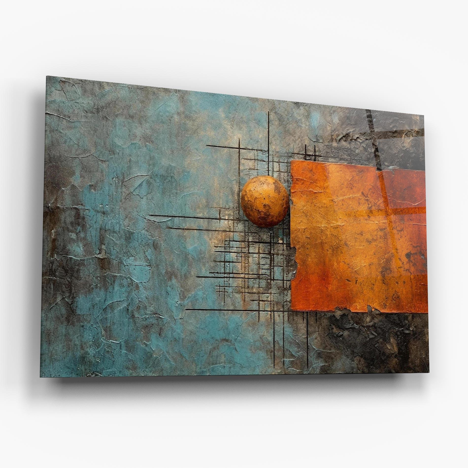Glasbild Orange Square Painting mockup 6