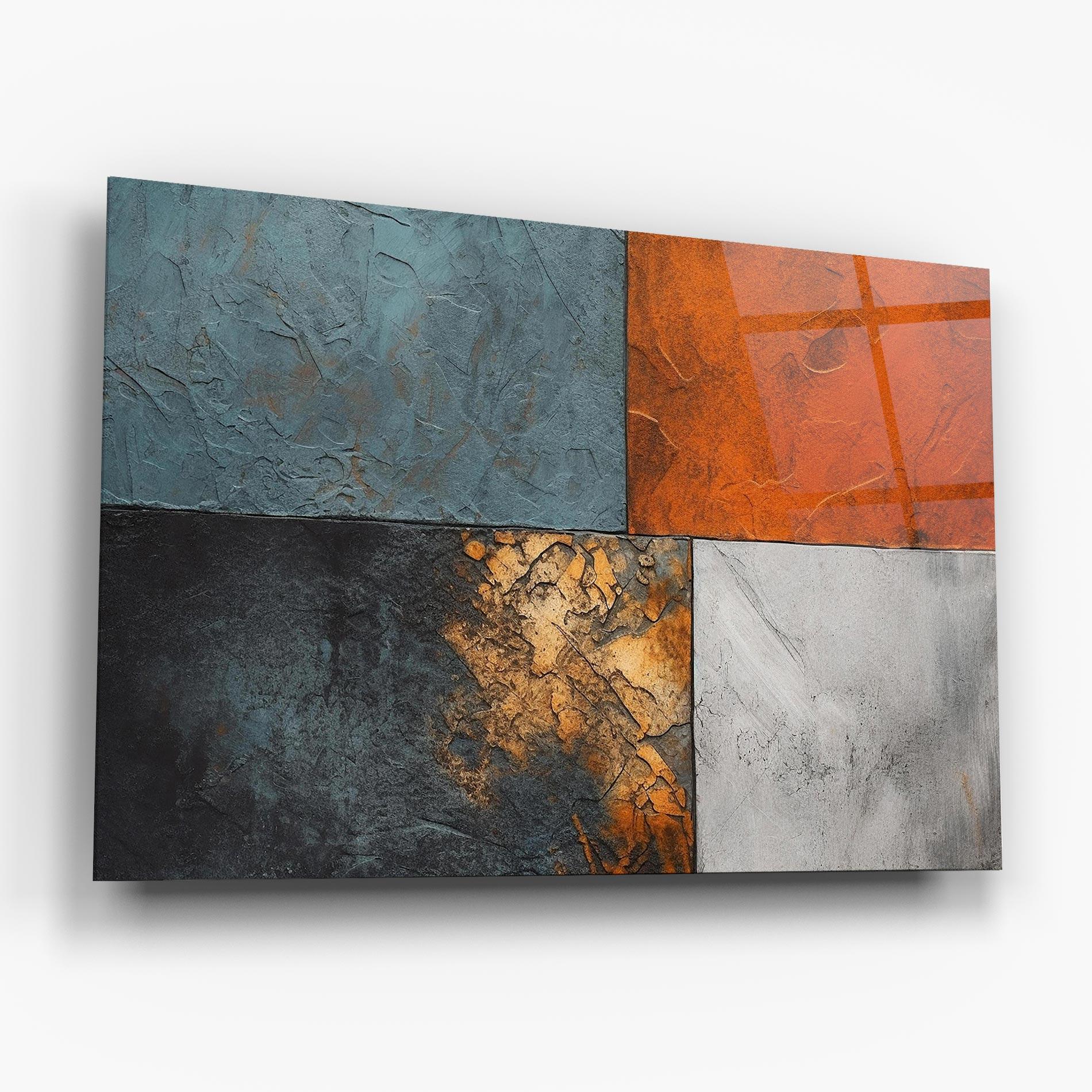 Glasbild White Square With Gold mockup 6