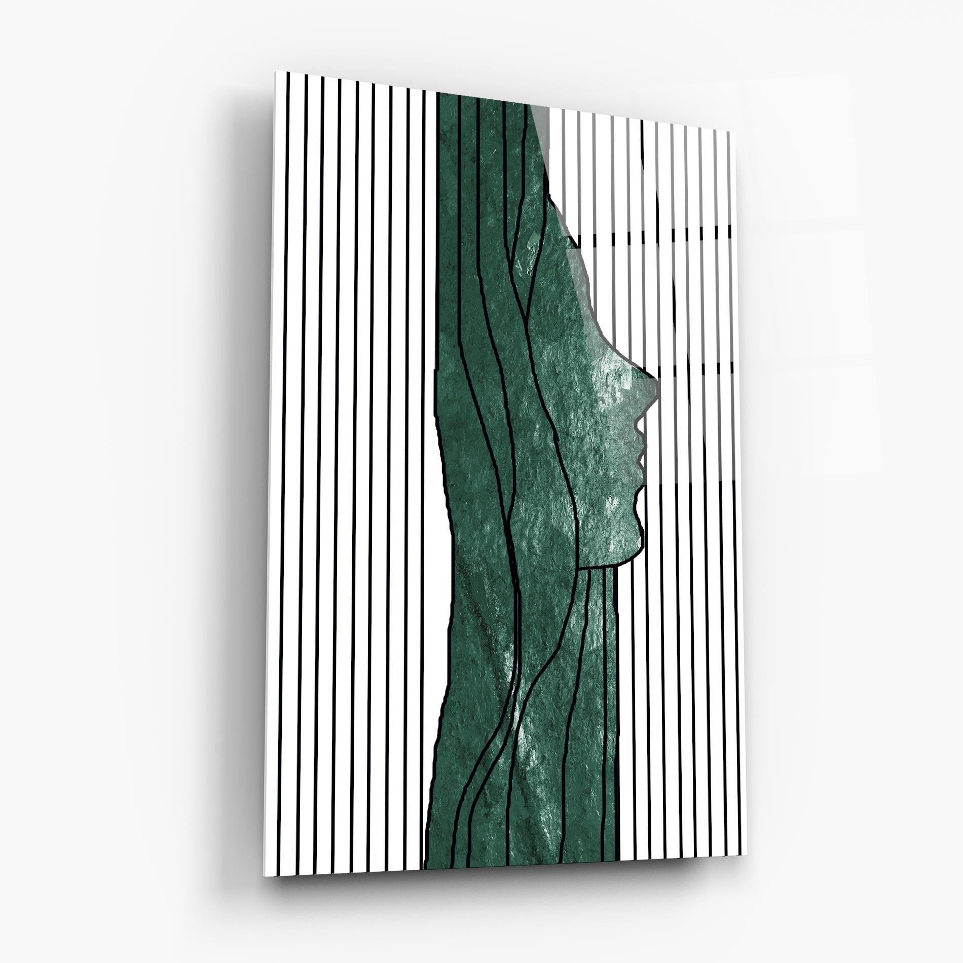 Glasbild Abstract Green Face mockup 6