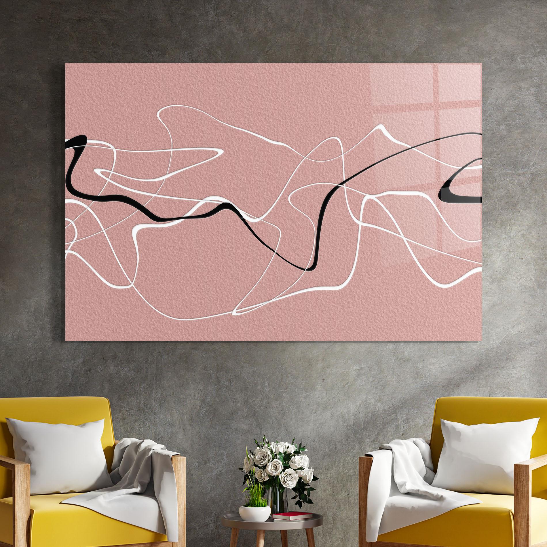 Glasbild Abstract Pink Painting mockup 4