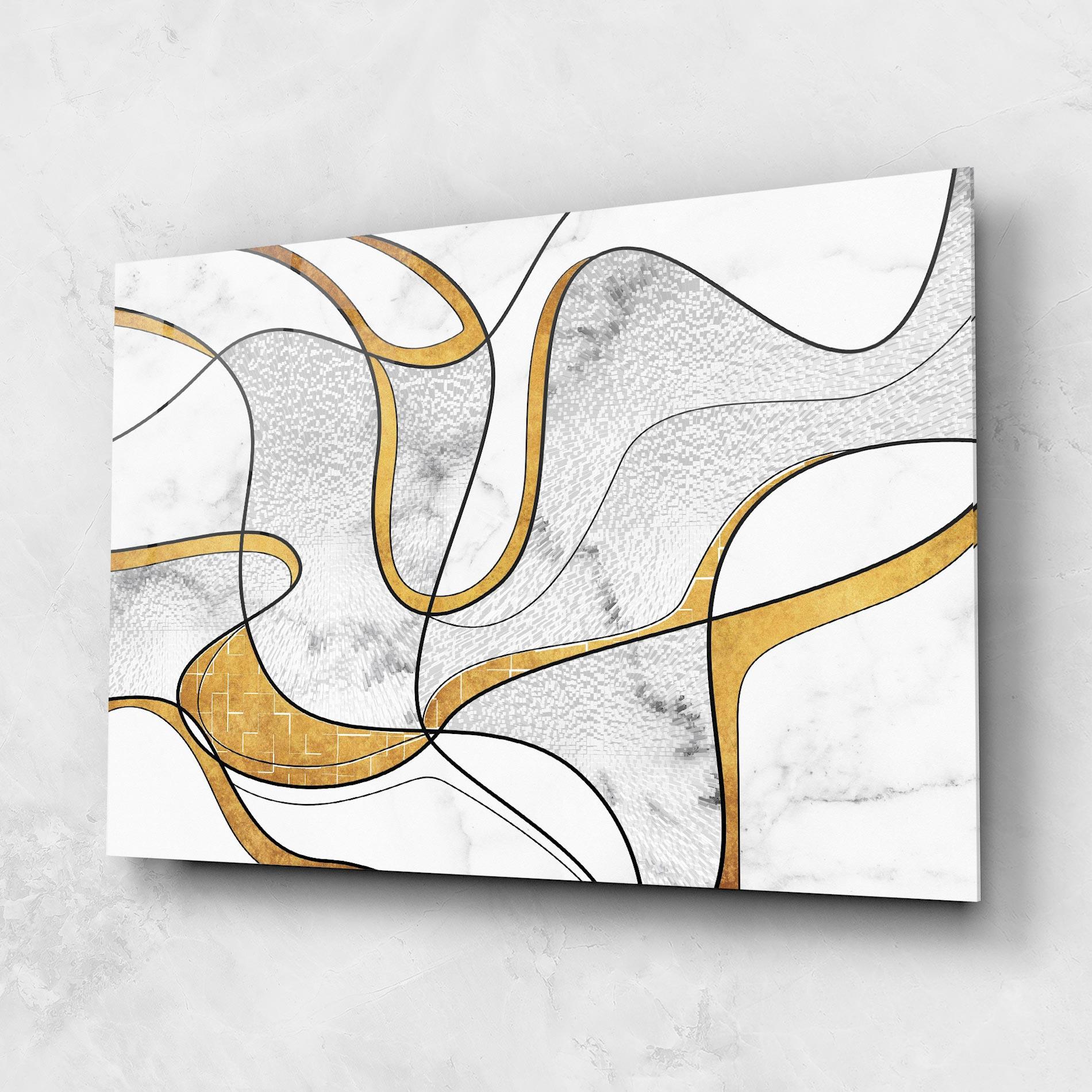 Glasbild Abstract Gold Lines mockup 1