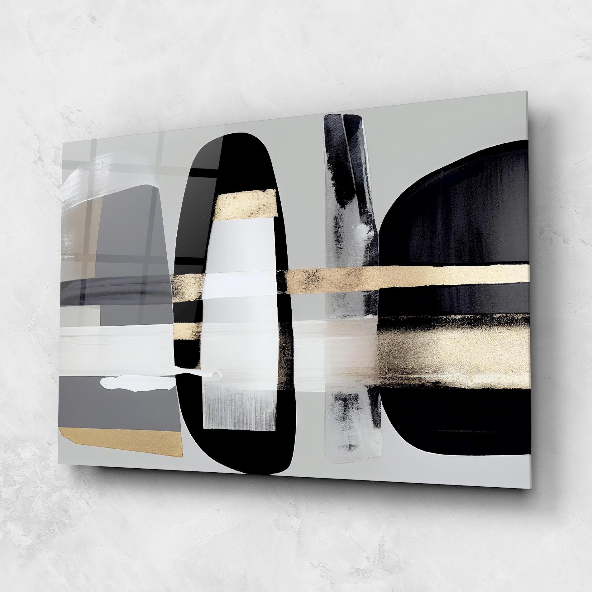 Abstract Gold Painting With Black mockup 1
